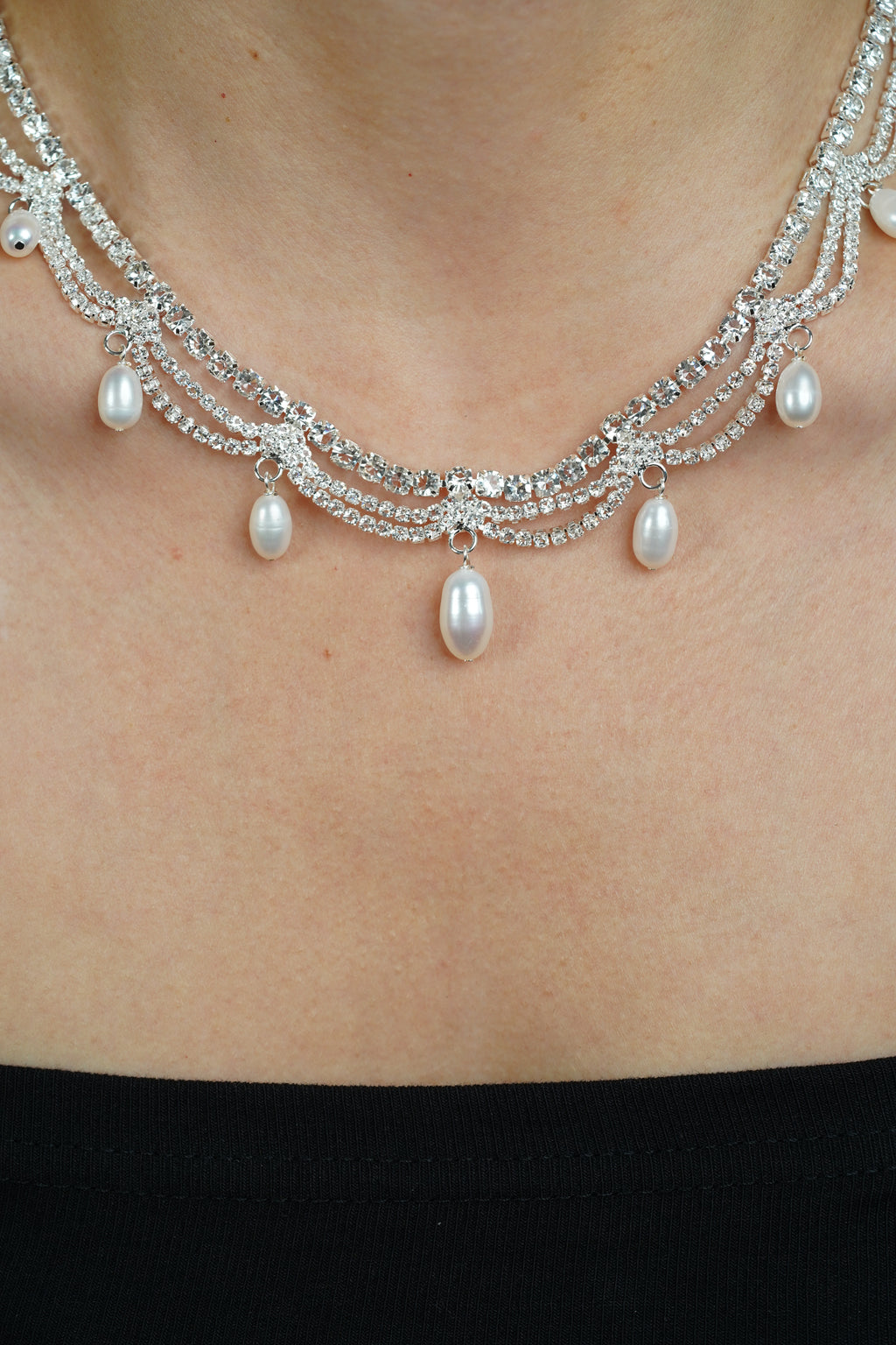 Ripple Crystal Pearl Choker