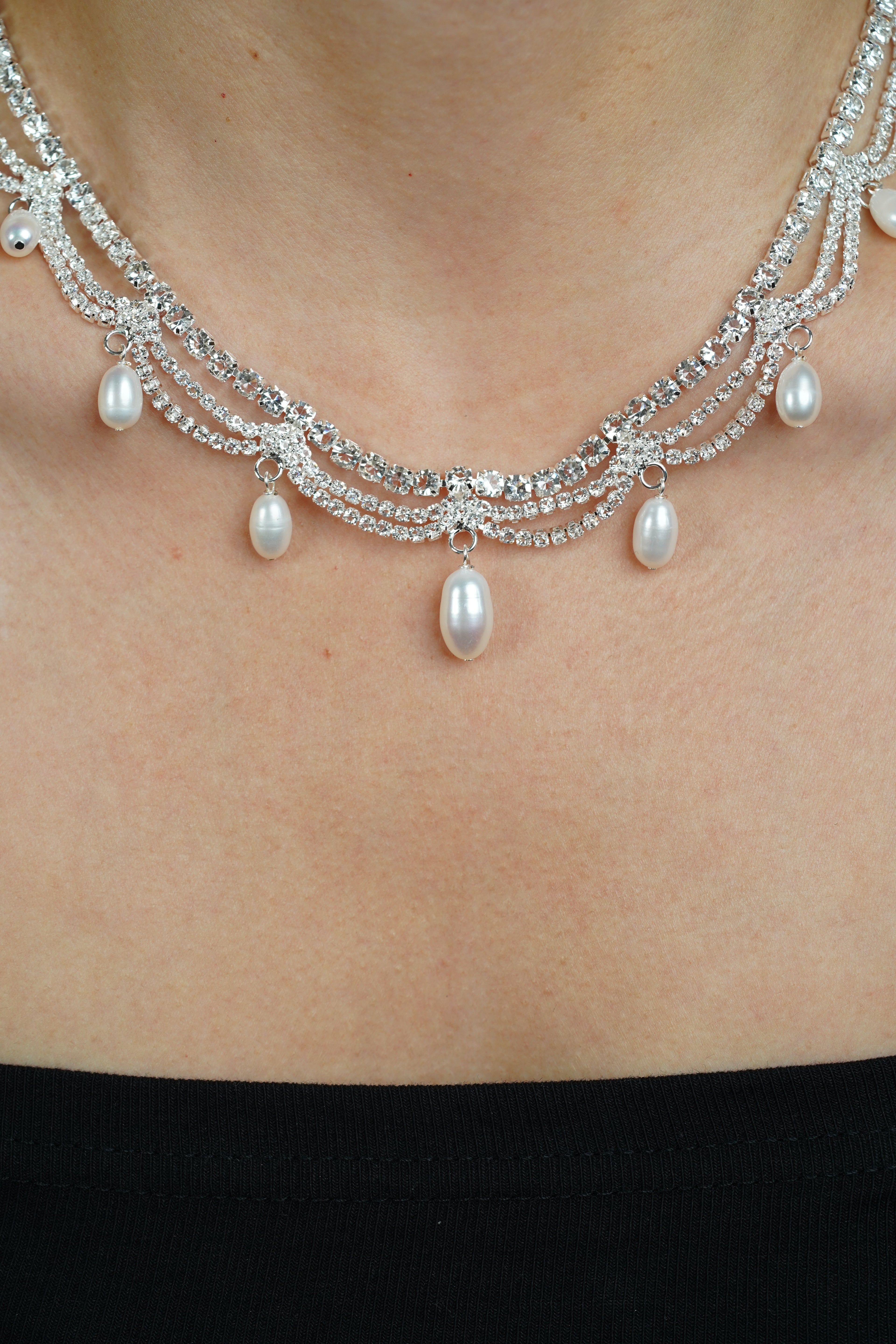 Ripple Crystal Pearl Choker