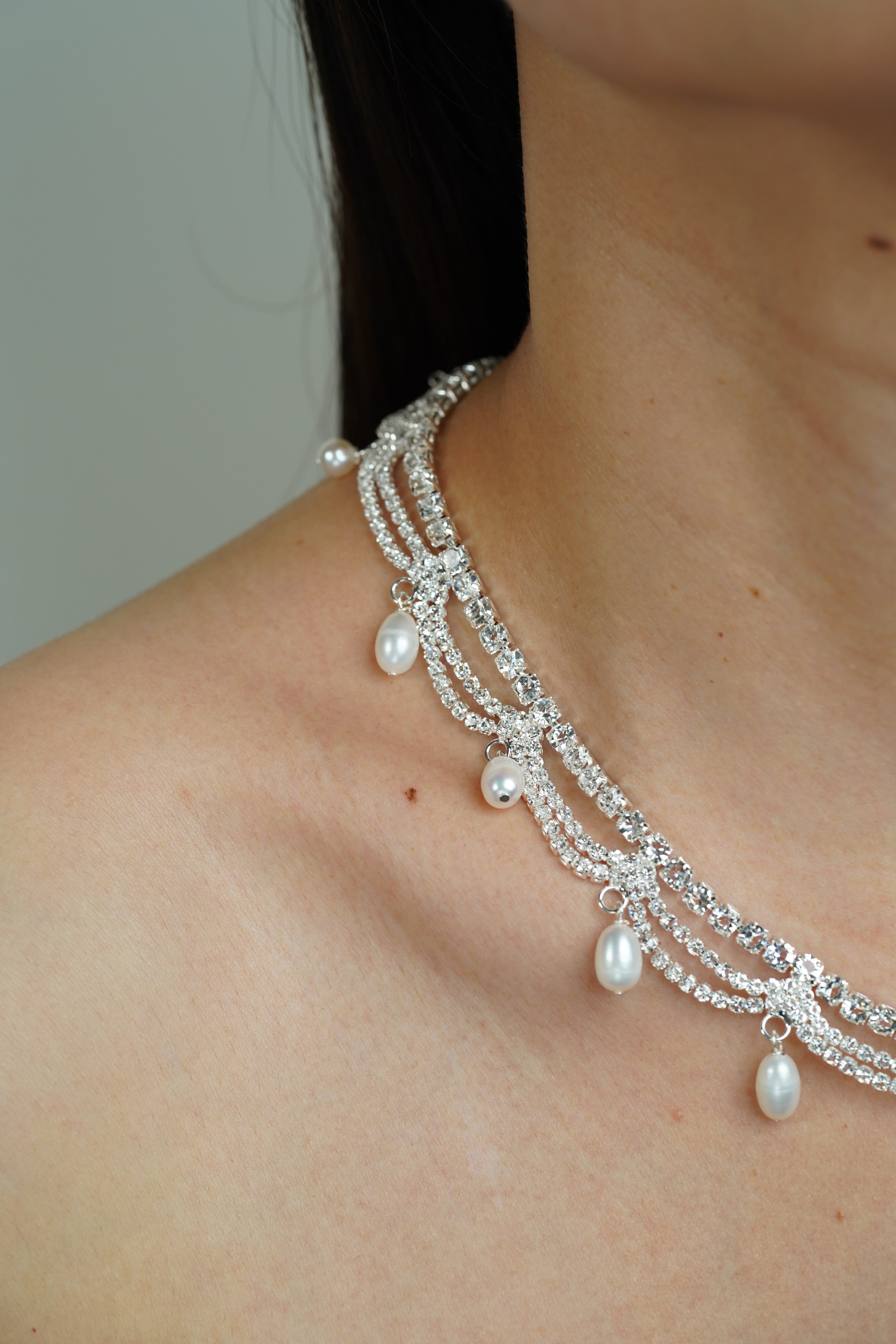Ripple Crystal Pearl Choker