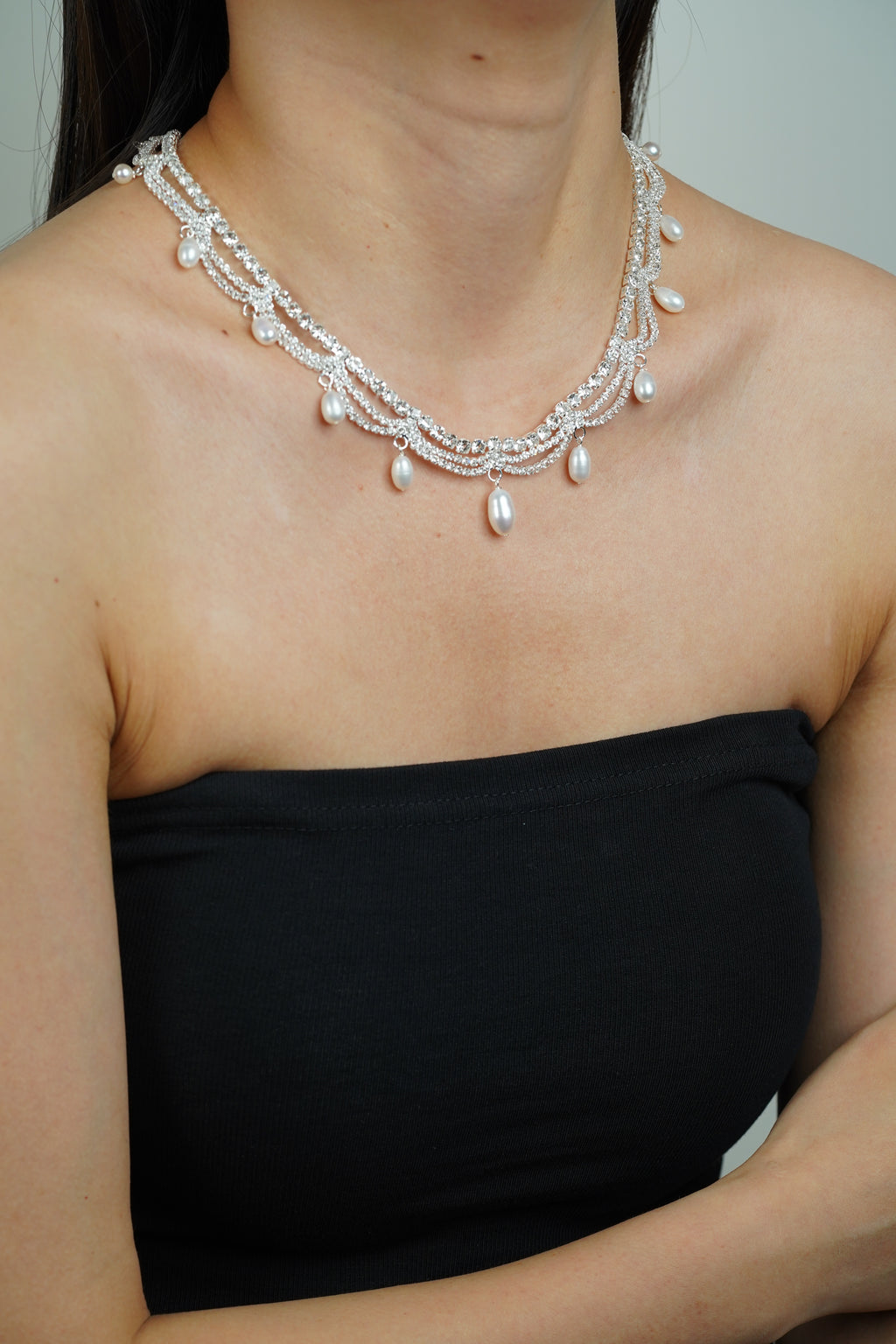 Ripple Crystal Pearl Choker