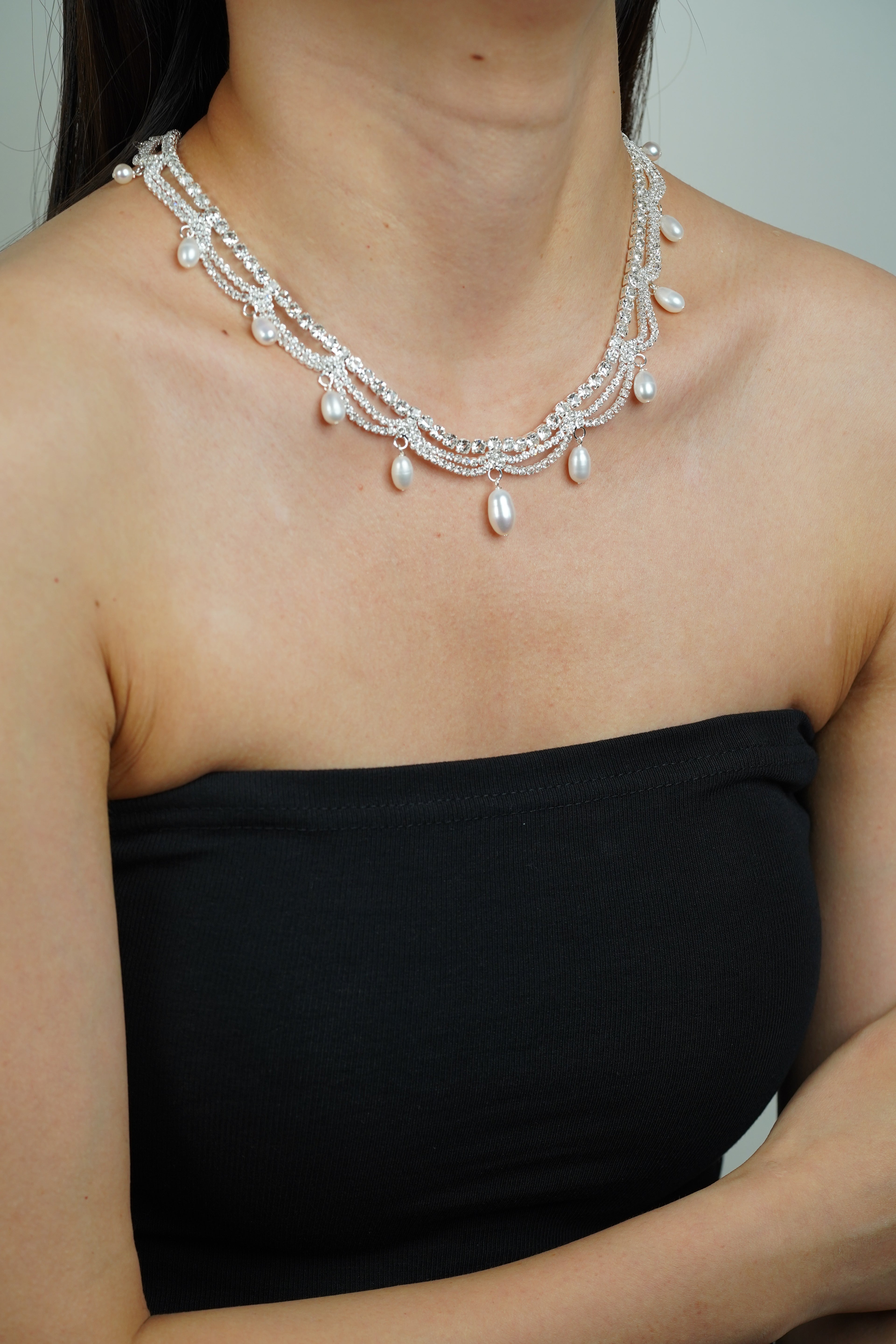 Ripple Crystal Pearl Choker