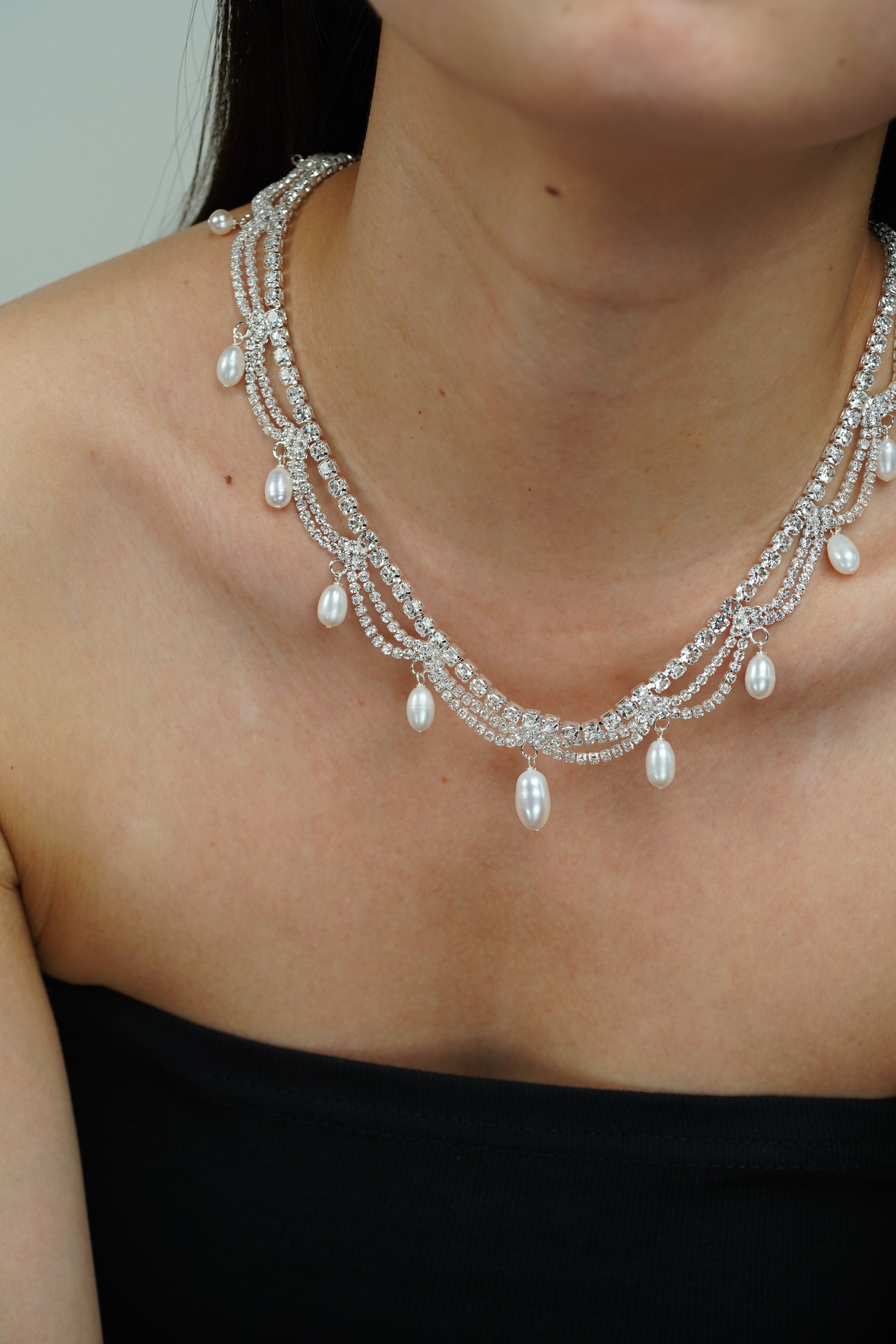 Ripple Crystal Pearl Choker