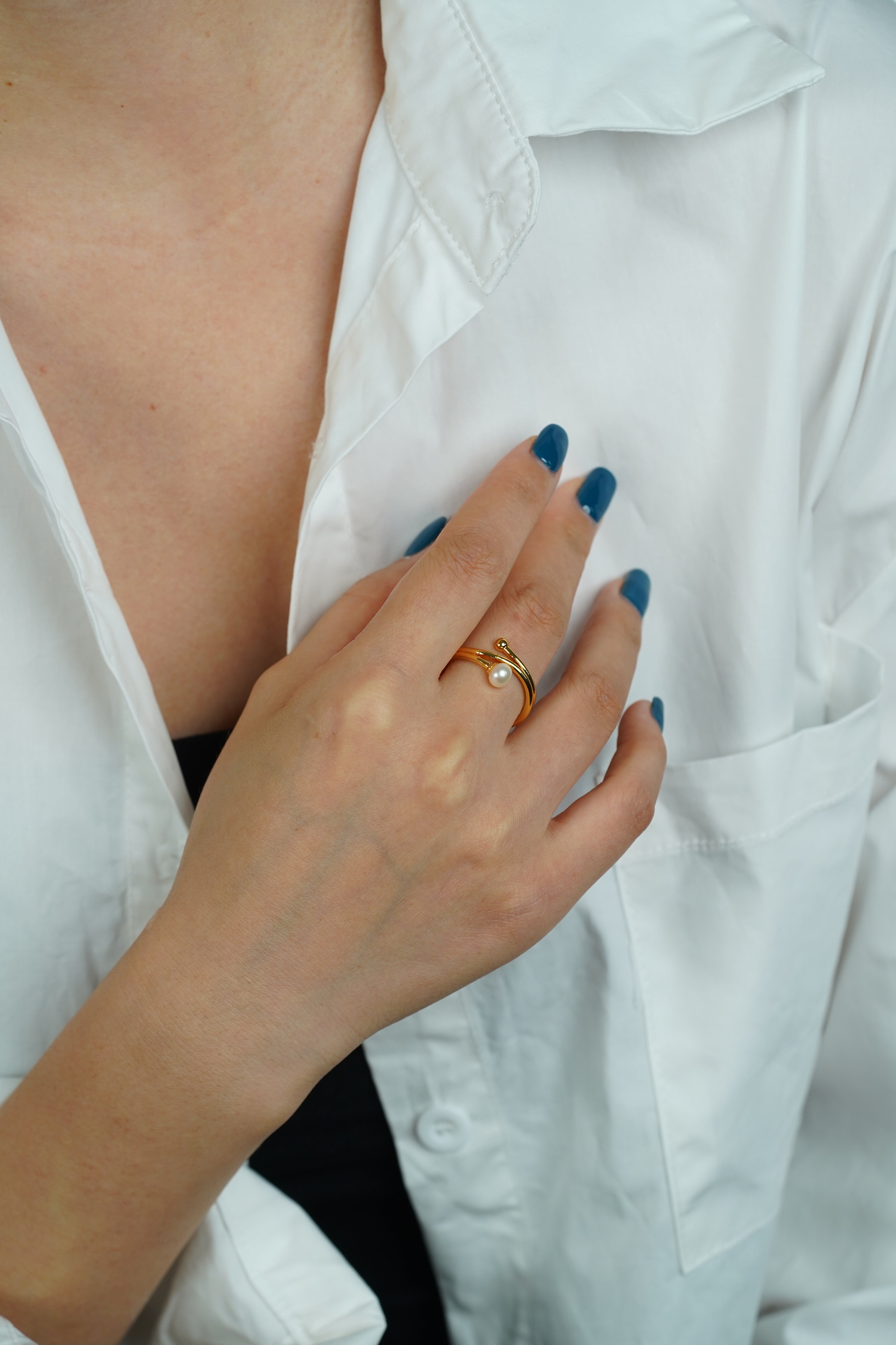 Double-Band Pearl Ring