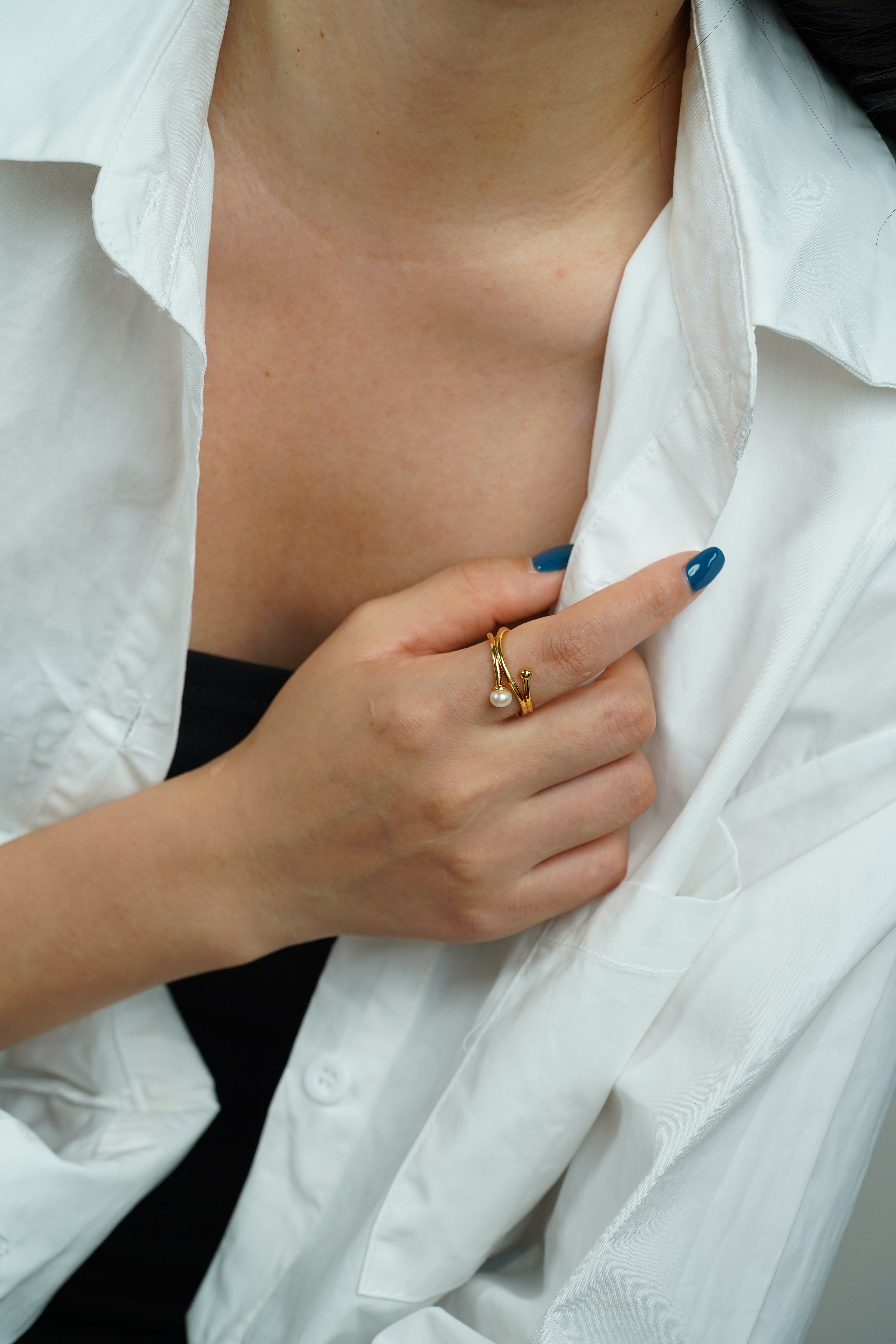 Double-Band Pearl Ring