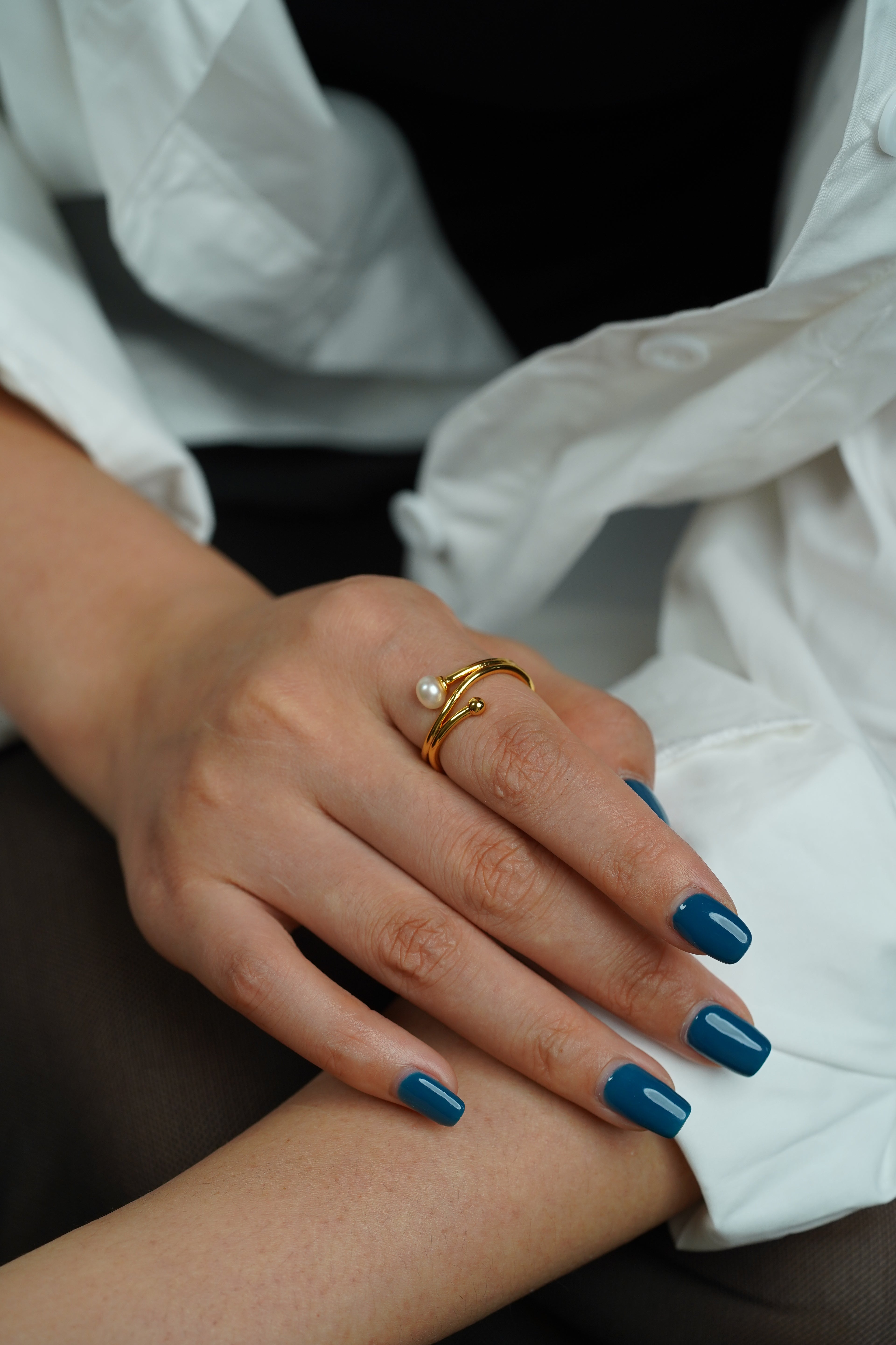 Double-Band Pearl Ring