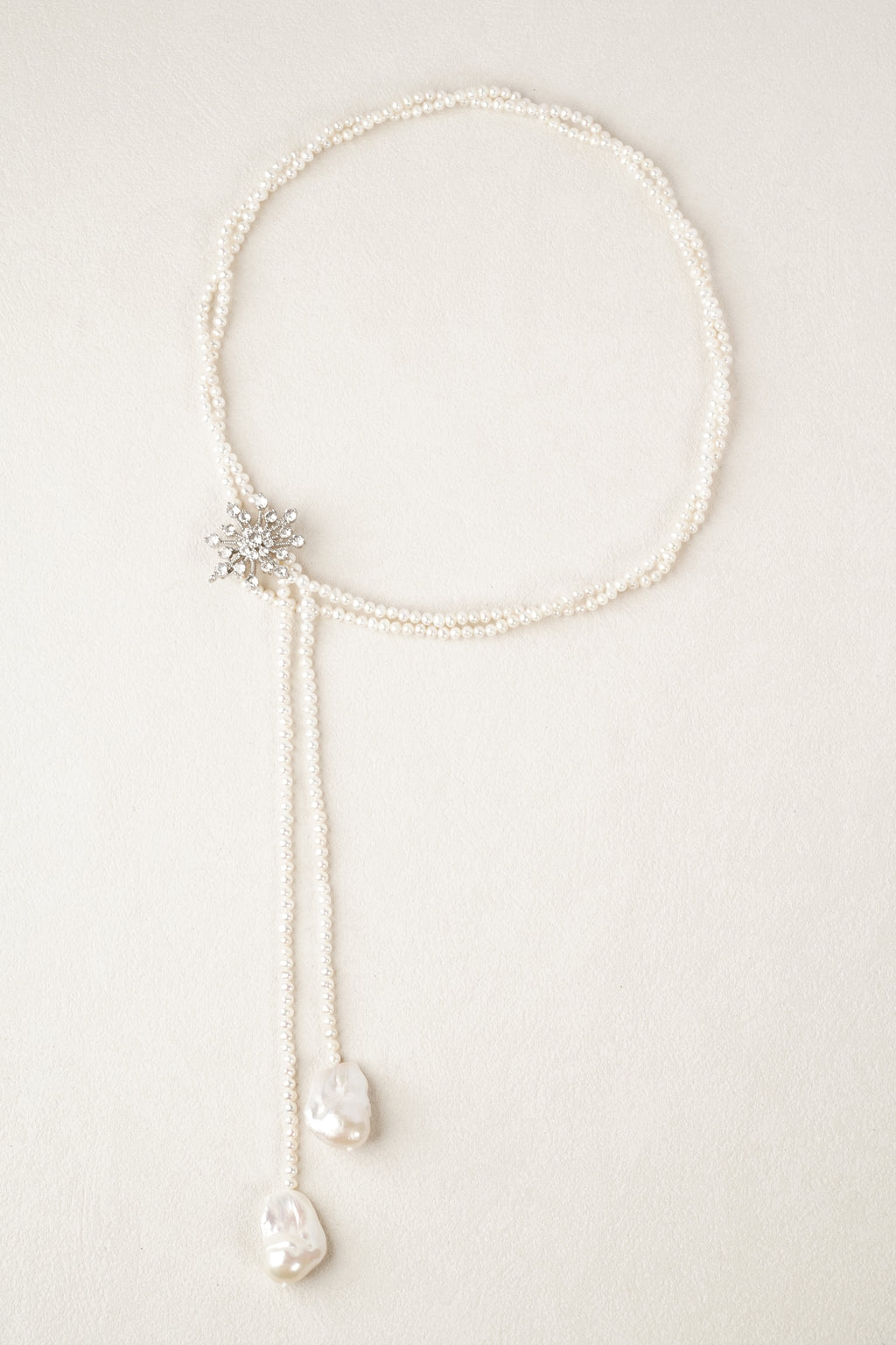 Double Baroque Pearl Lariat Necklace