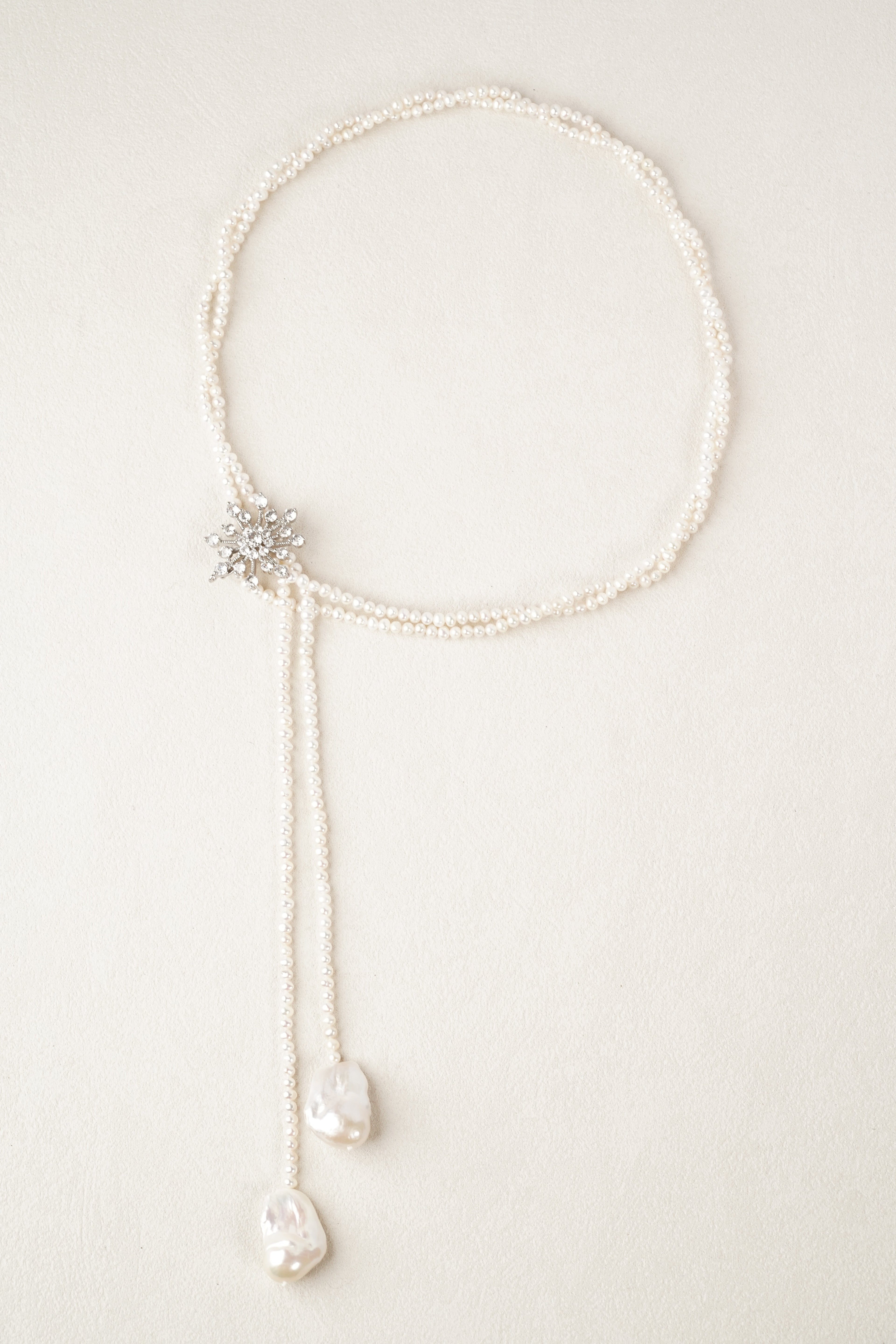 Double Baroque Pearl Lariat Necklace
