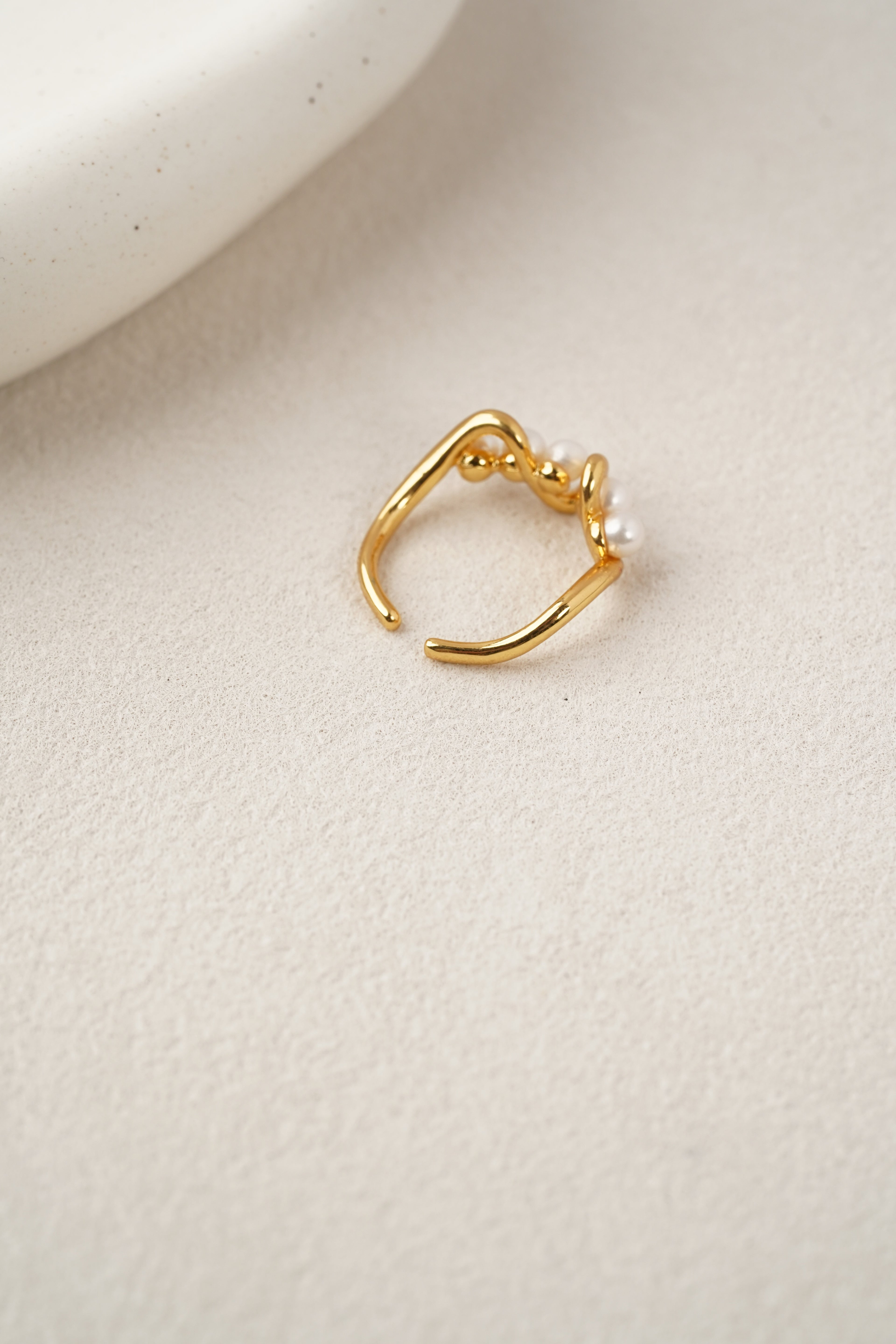 Five-Pearl Open Cuff Ring