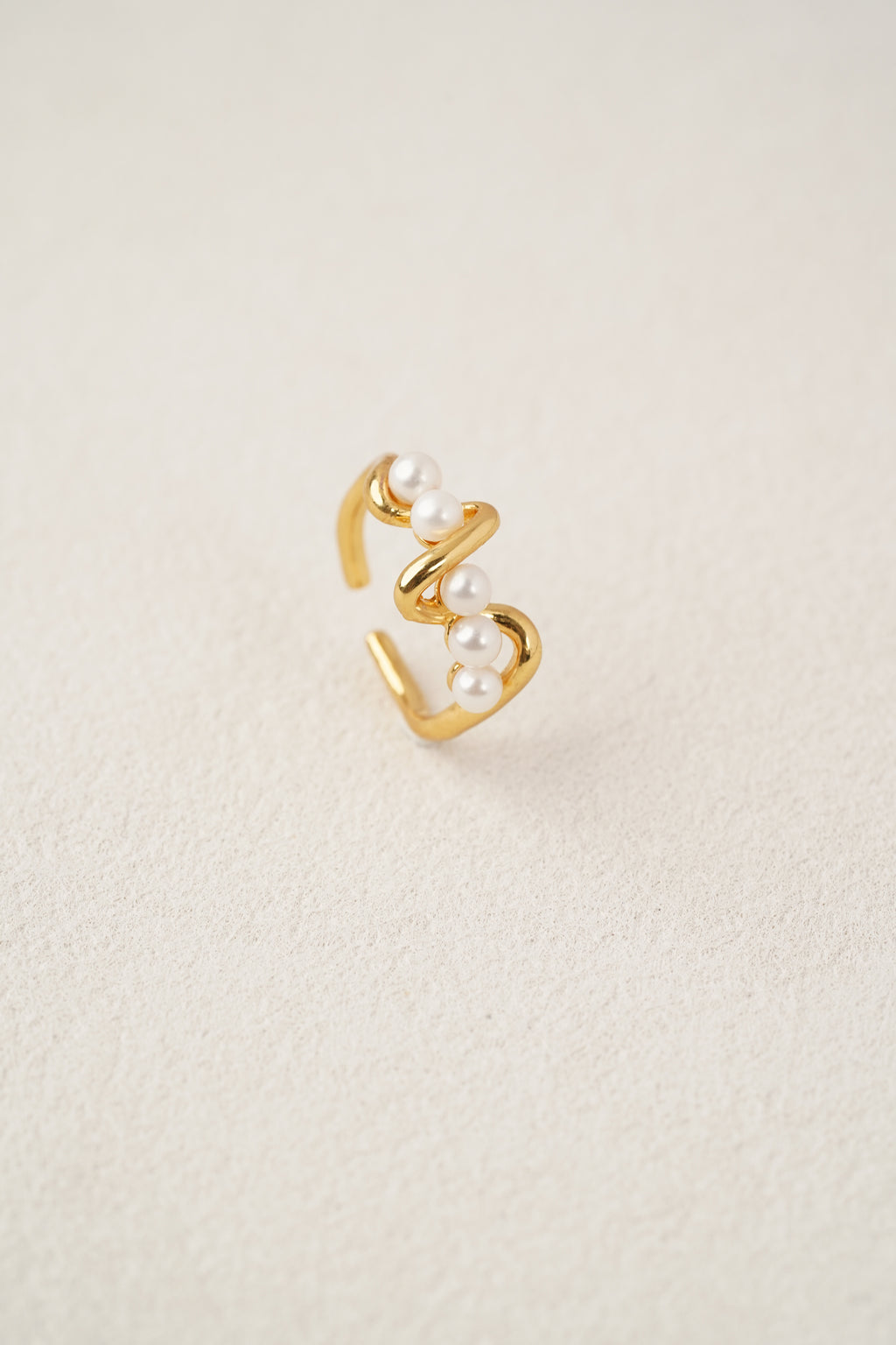 Five-Pearl Open Cuff Ring