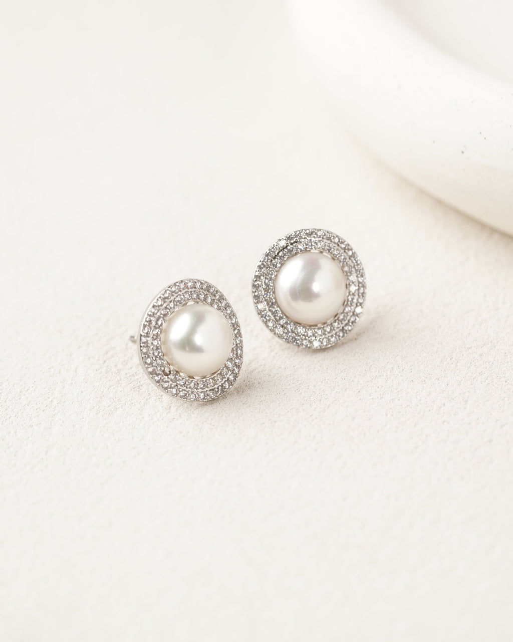 Crystal Pearl Stud Earrings