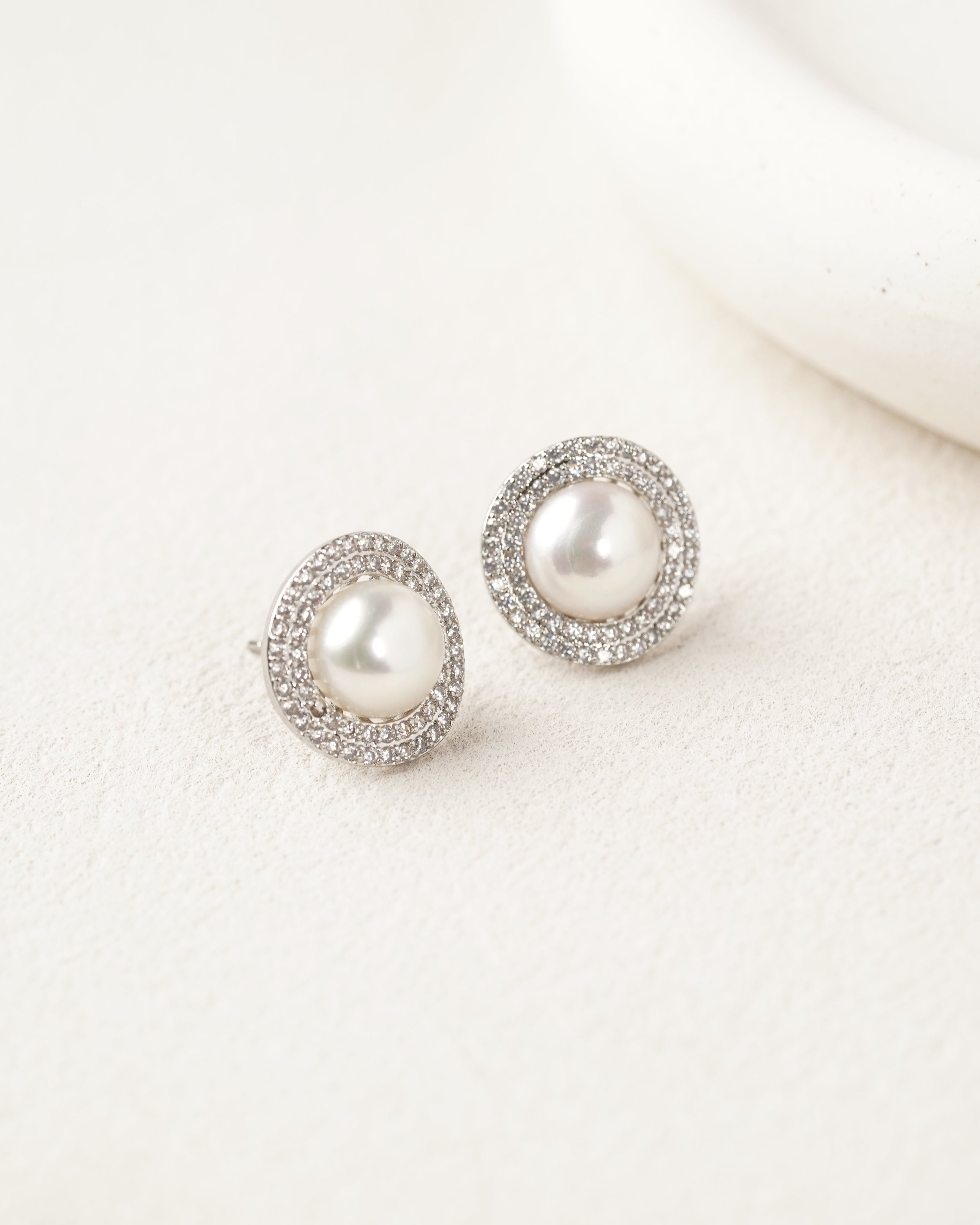 Crystal Pearl Stud Earrings