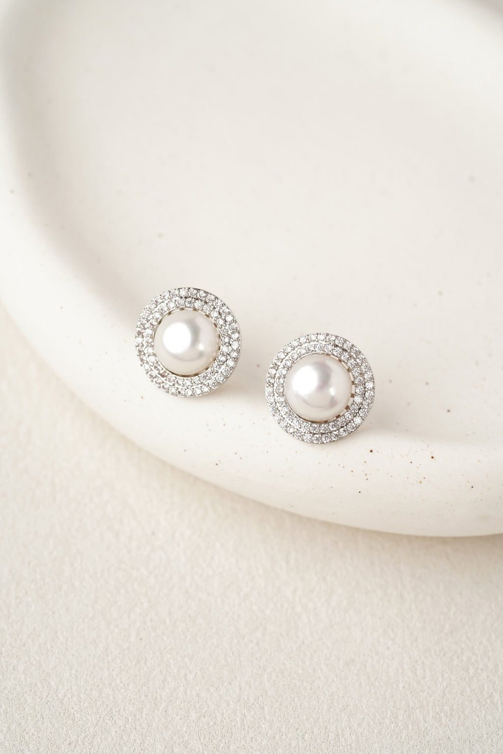 Crystal Pearl Stud Earrings