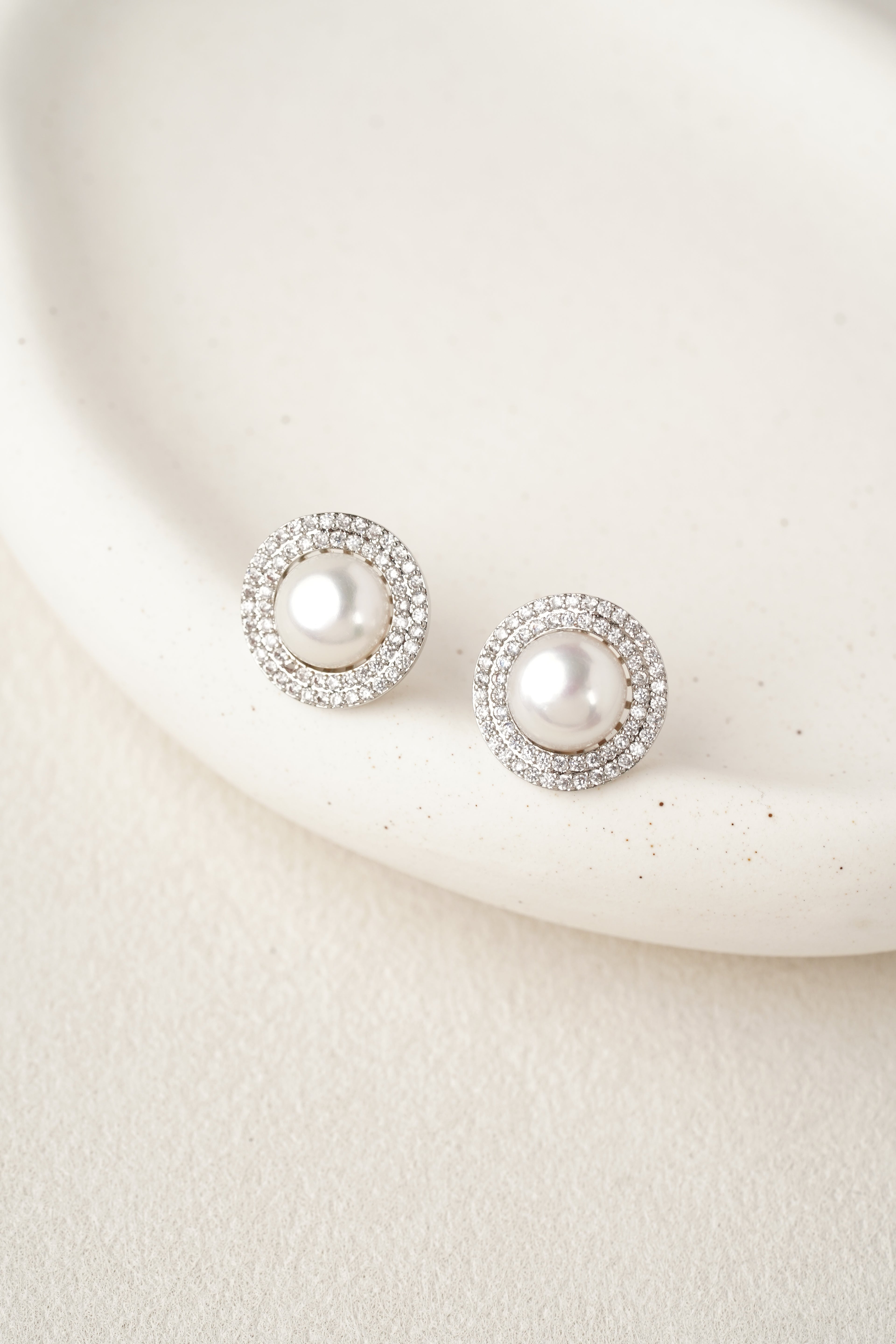 Crystal Pearl Stud Earrings