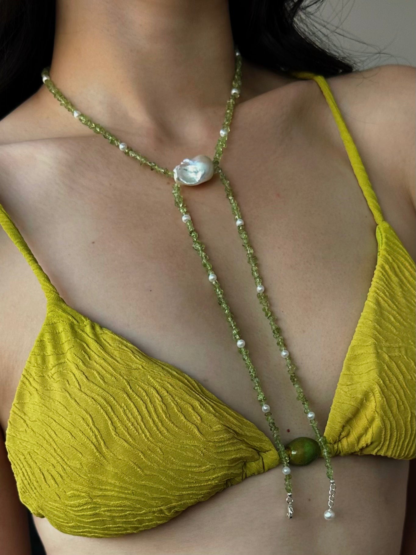 Peridot Double-Strand Baroque Pearl Necklace