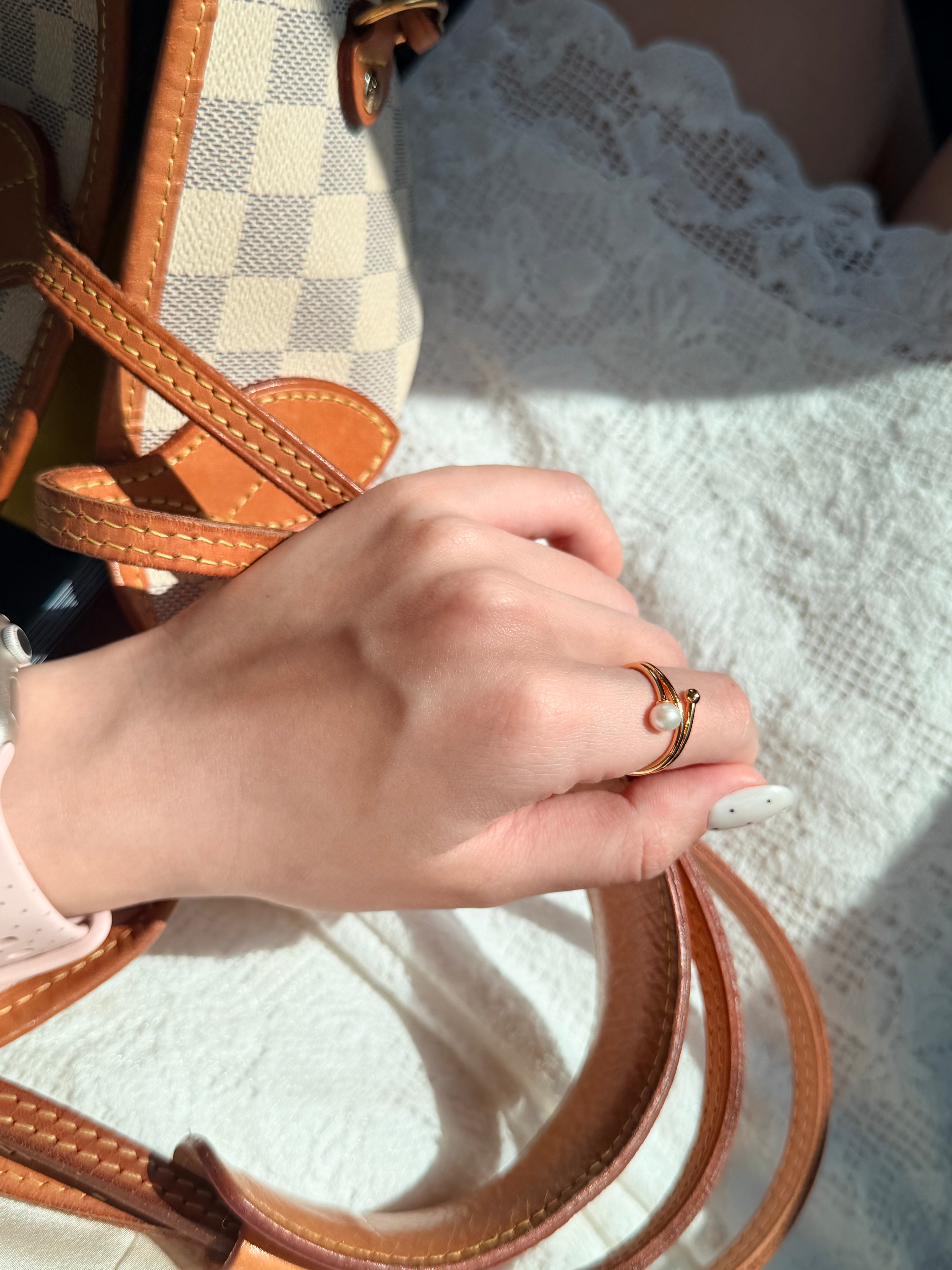 Double-Band Pearl Ring