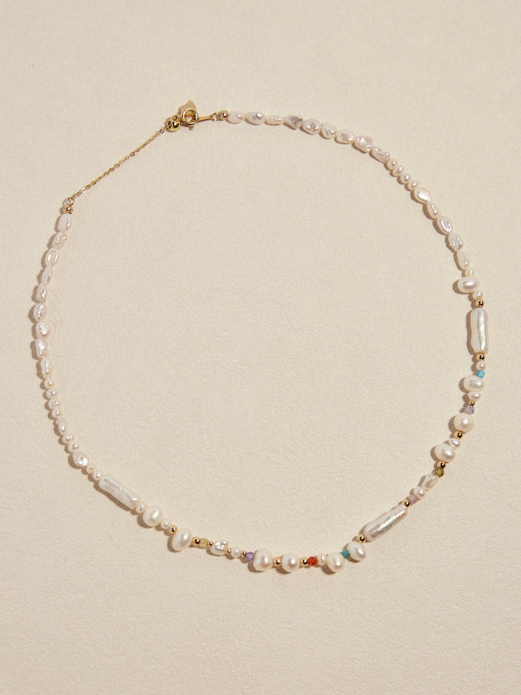 Rainbow Gemstone Pearl Necklace