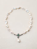Siren’s Tail Necklace with baroque pearls and silver-toned pendant detail