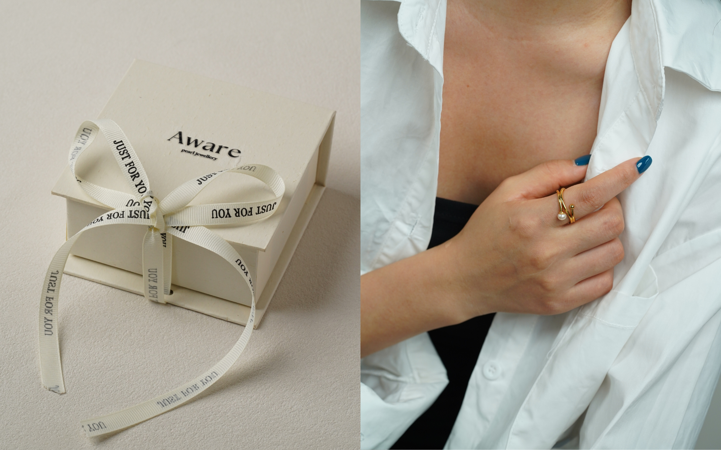 Pearl gift box with ribbon