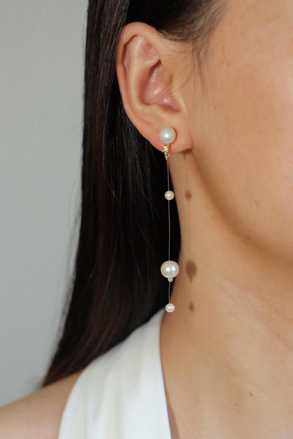Double Pearl Thread Drop Earrings