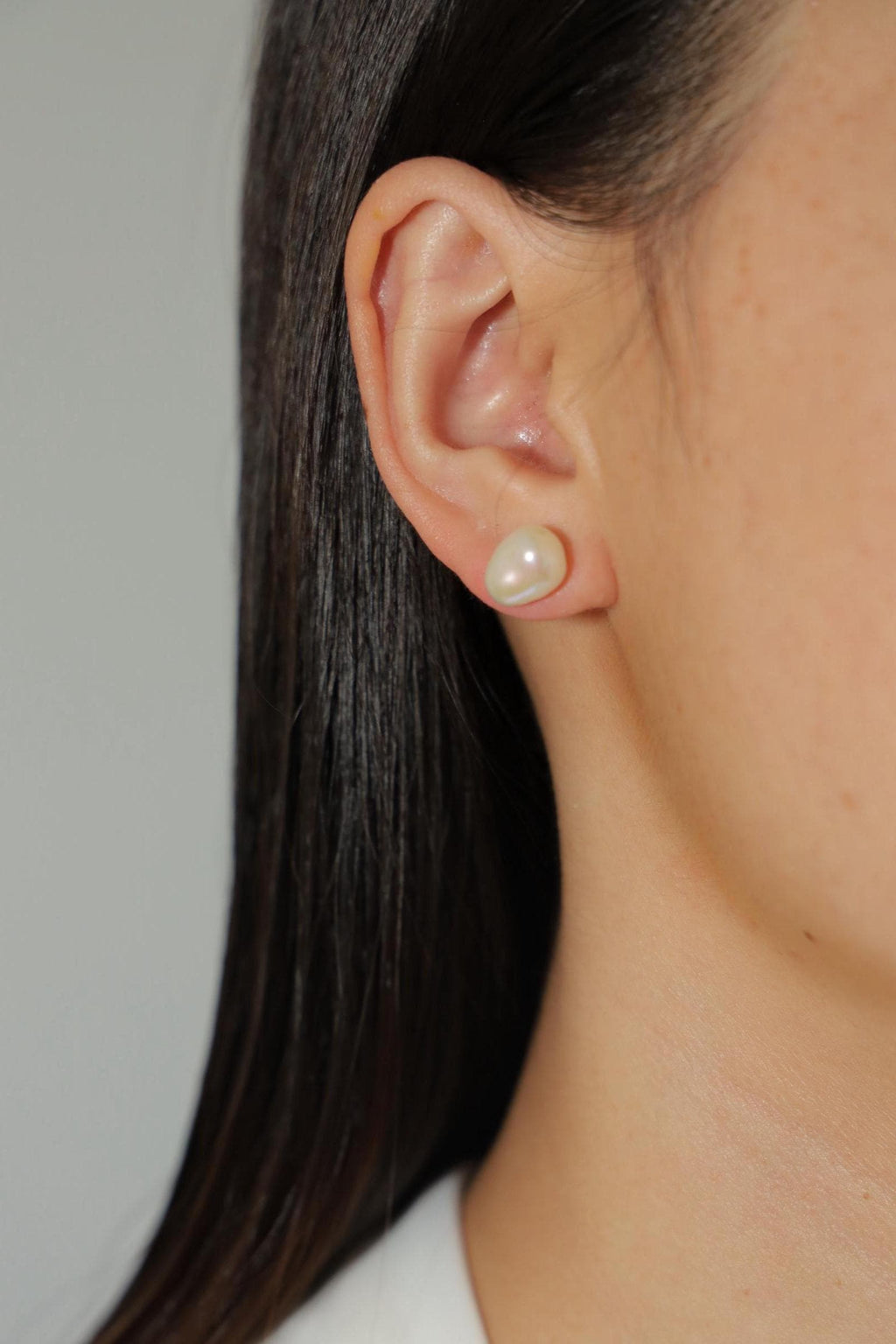 Minimalist Baroque Pearl Stud Earrings