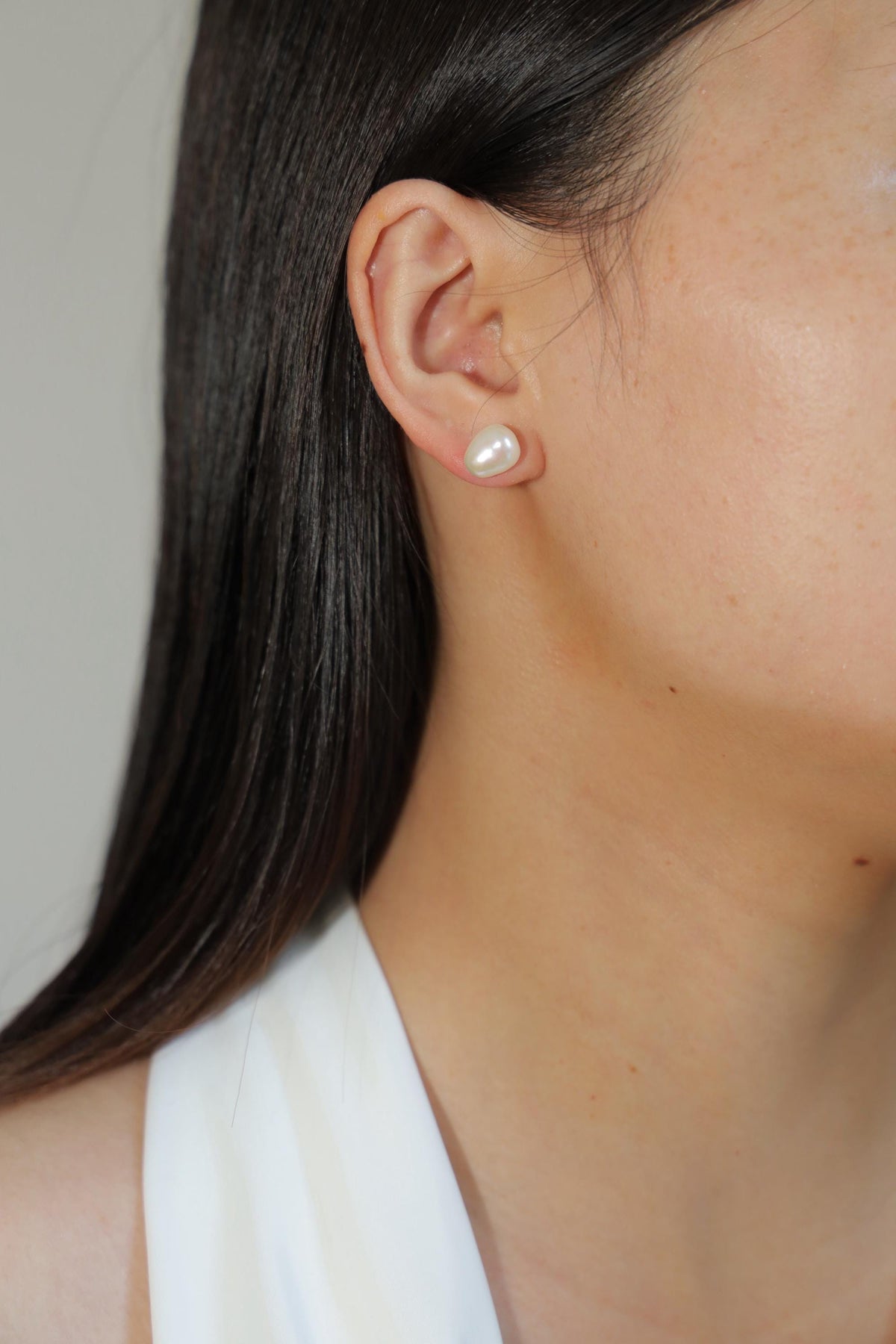 Minimalist Baroque Pearl Stud Earrings