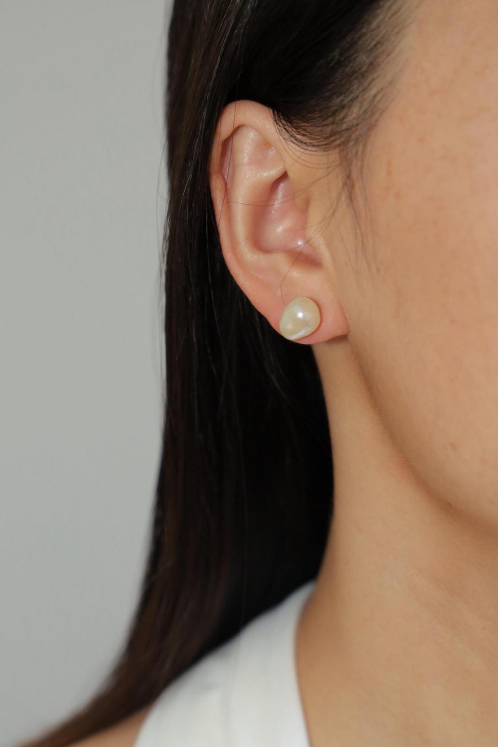 Minimalist Baroque Pearl Stud Earrings