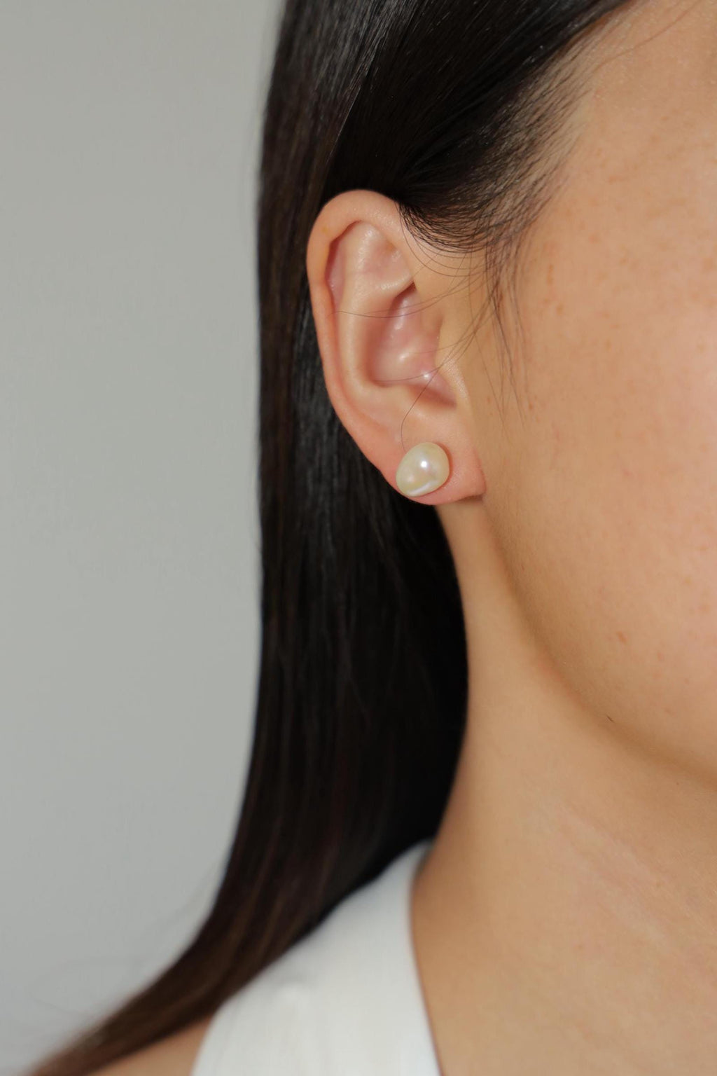Minimalist Baroque Pearl Stud Earrings