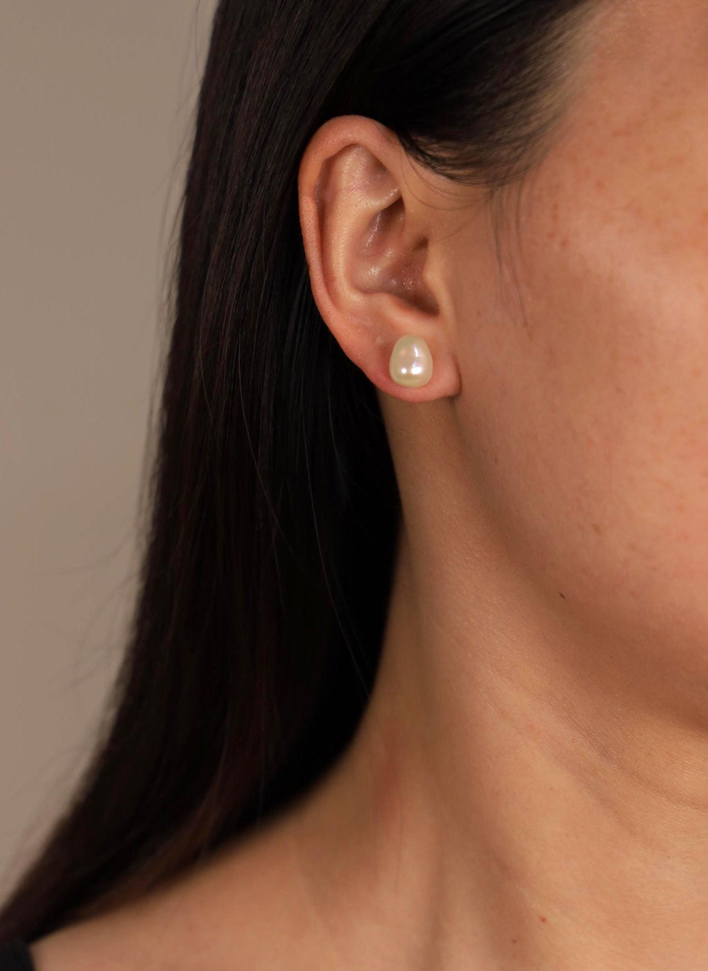 Minimalist Baroque Pearl Stud Earrings