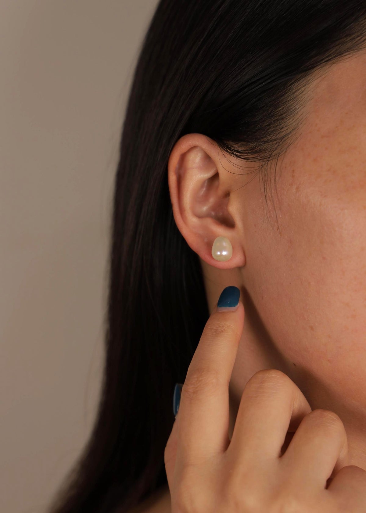 Minimalist Baroque Pearl Stud Earrings