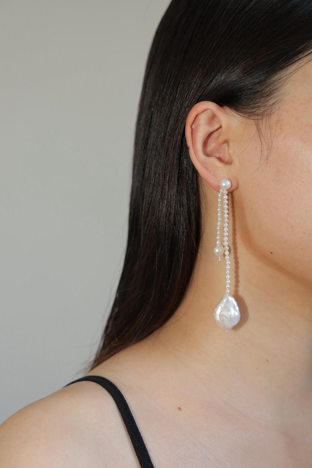 Asymmetric Baroque Pearl Drop Earrings