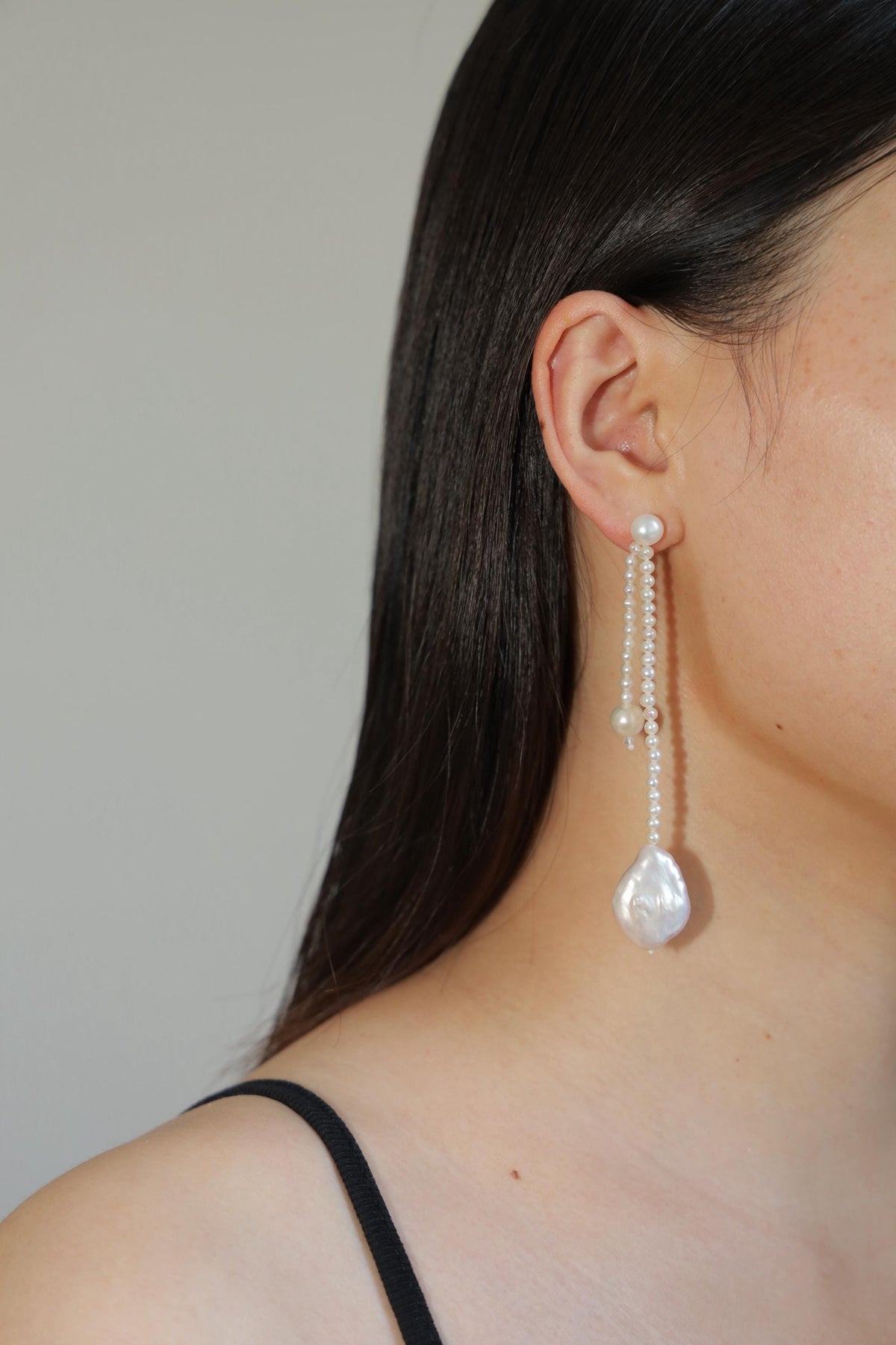 Asymmetric Baroque Pearl Drop Earrings
