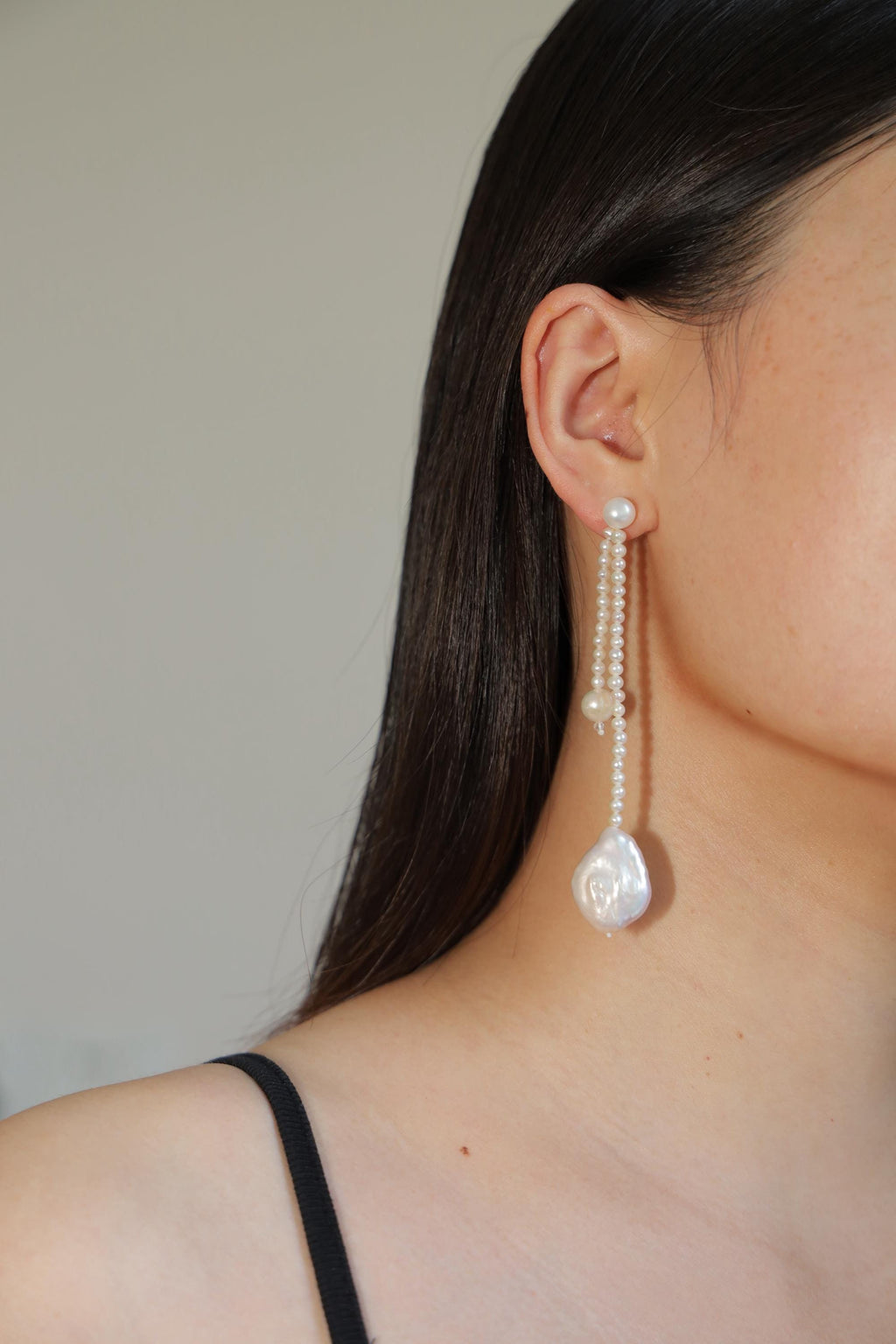 Asymmetric Baroque Pearl Drop Earrings