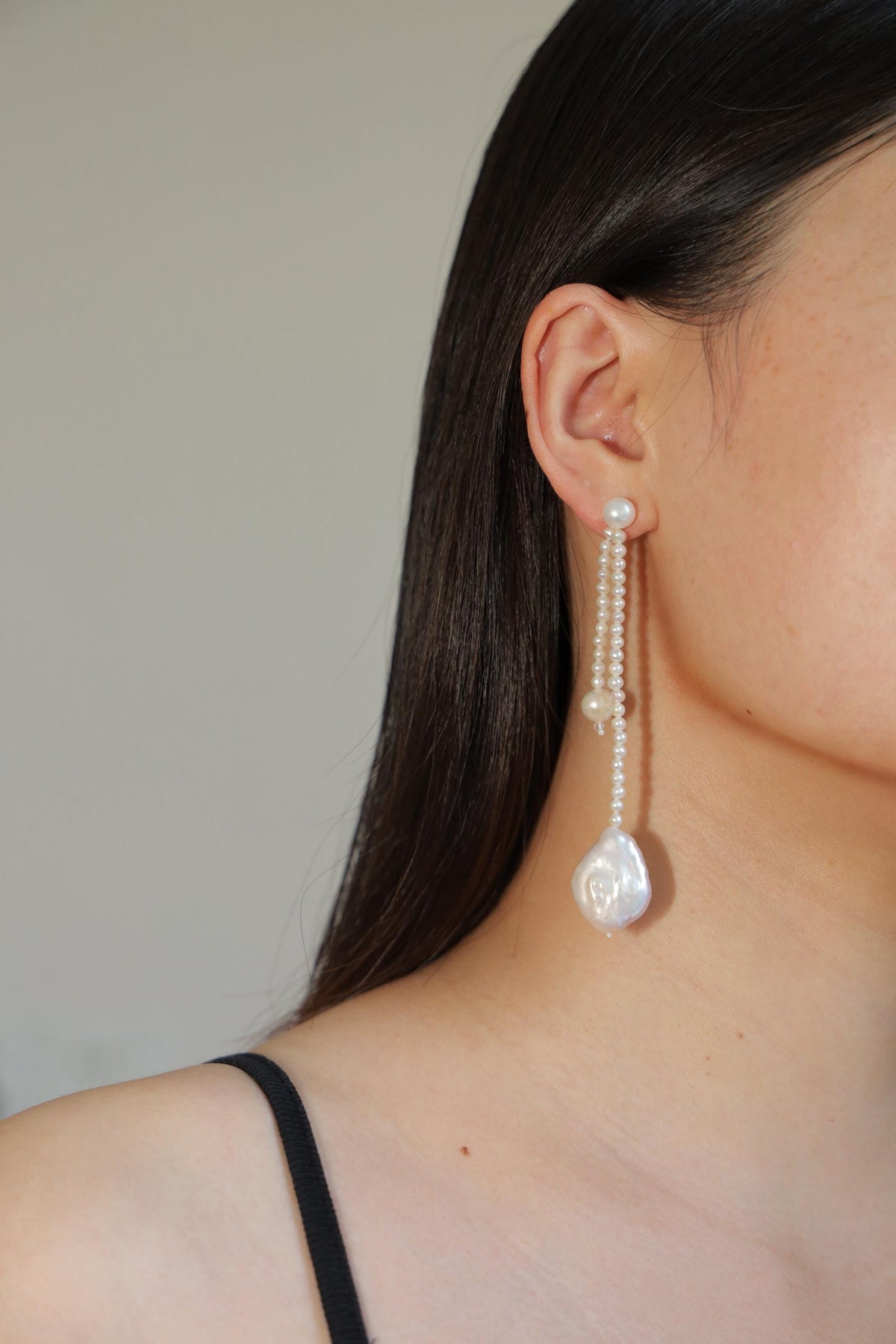 Asymmetric Baroque Pearl Drop Earrings