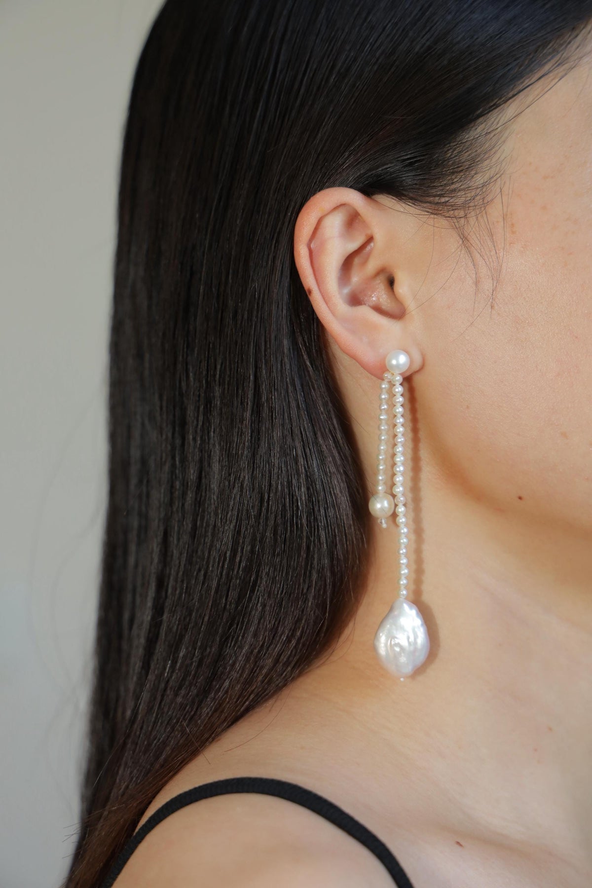 Asymmetric Baroque Pearl Drop Earrings