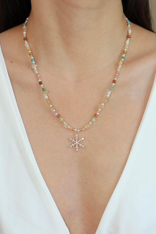 Autumn Frost Crystal Pearl Necklace