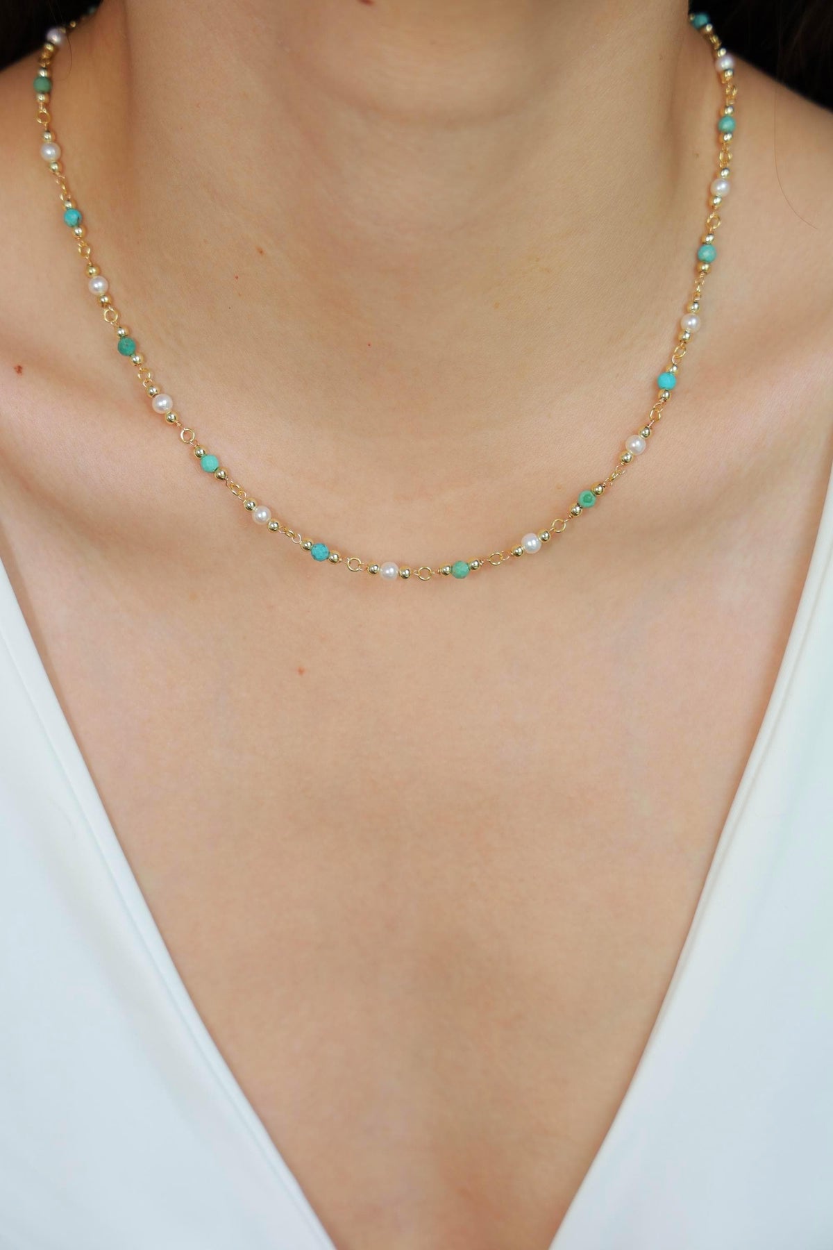 Turquoise & Freshwater Pearl Necklace