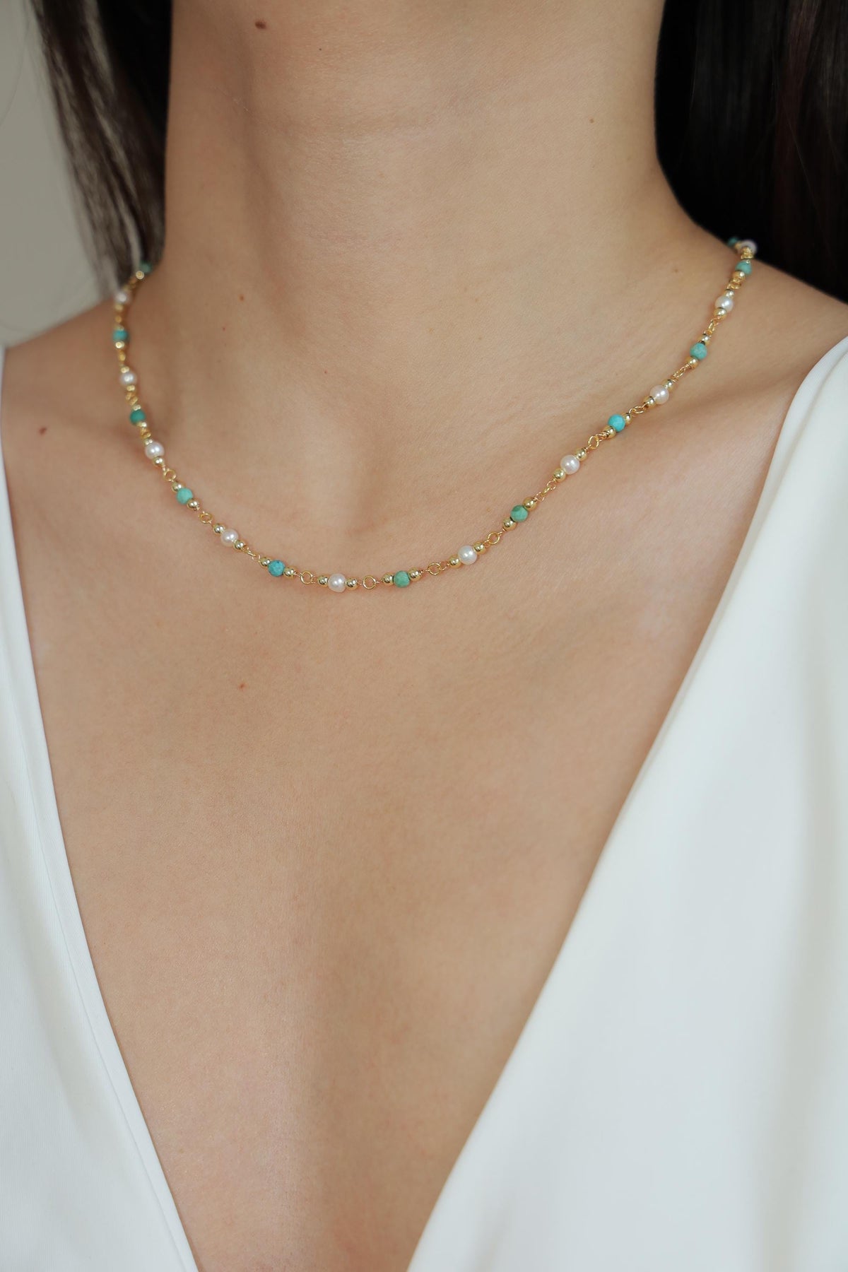 Turquoise & Freshwater Pearl Necklace