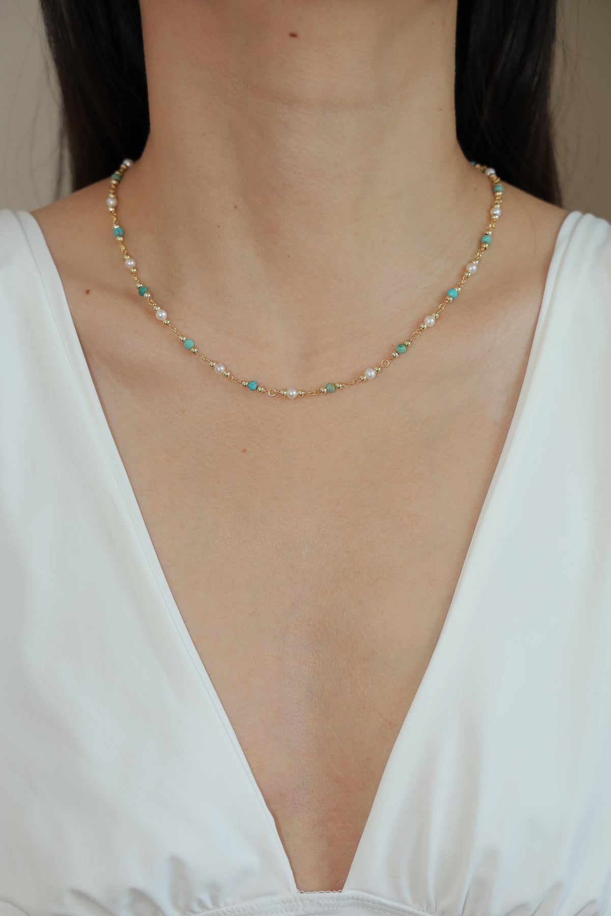 Turquoise & Freshwater Pearl Necklace