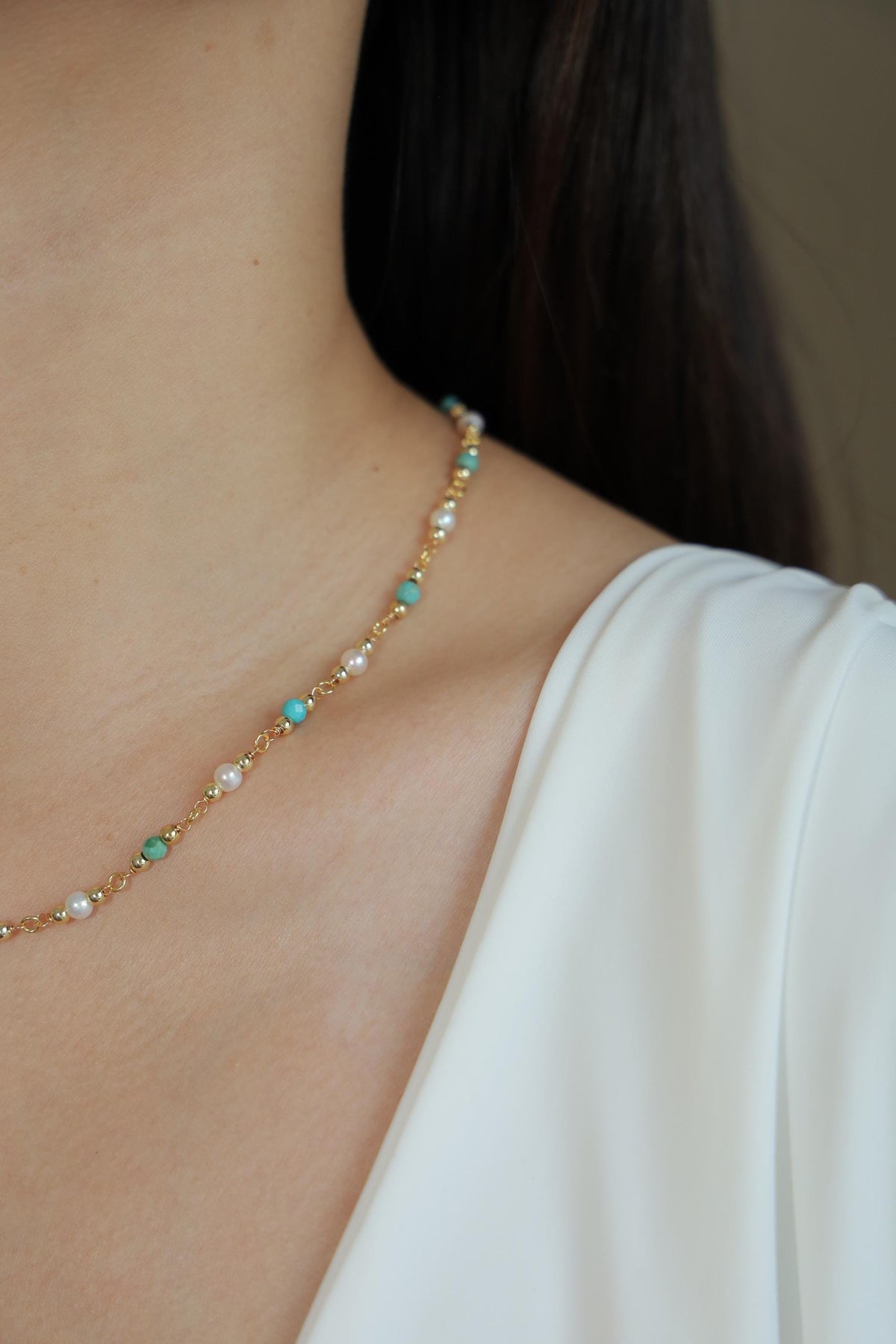 Turquoise & Freshwater Pearl Necklace
