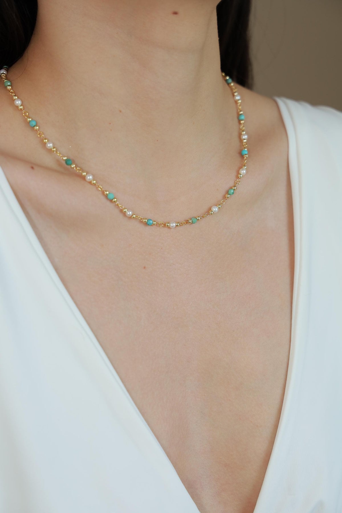 Turquoise & Freshwater Pearl Necklace