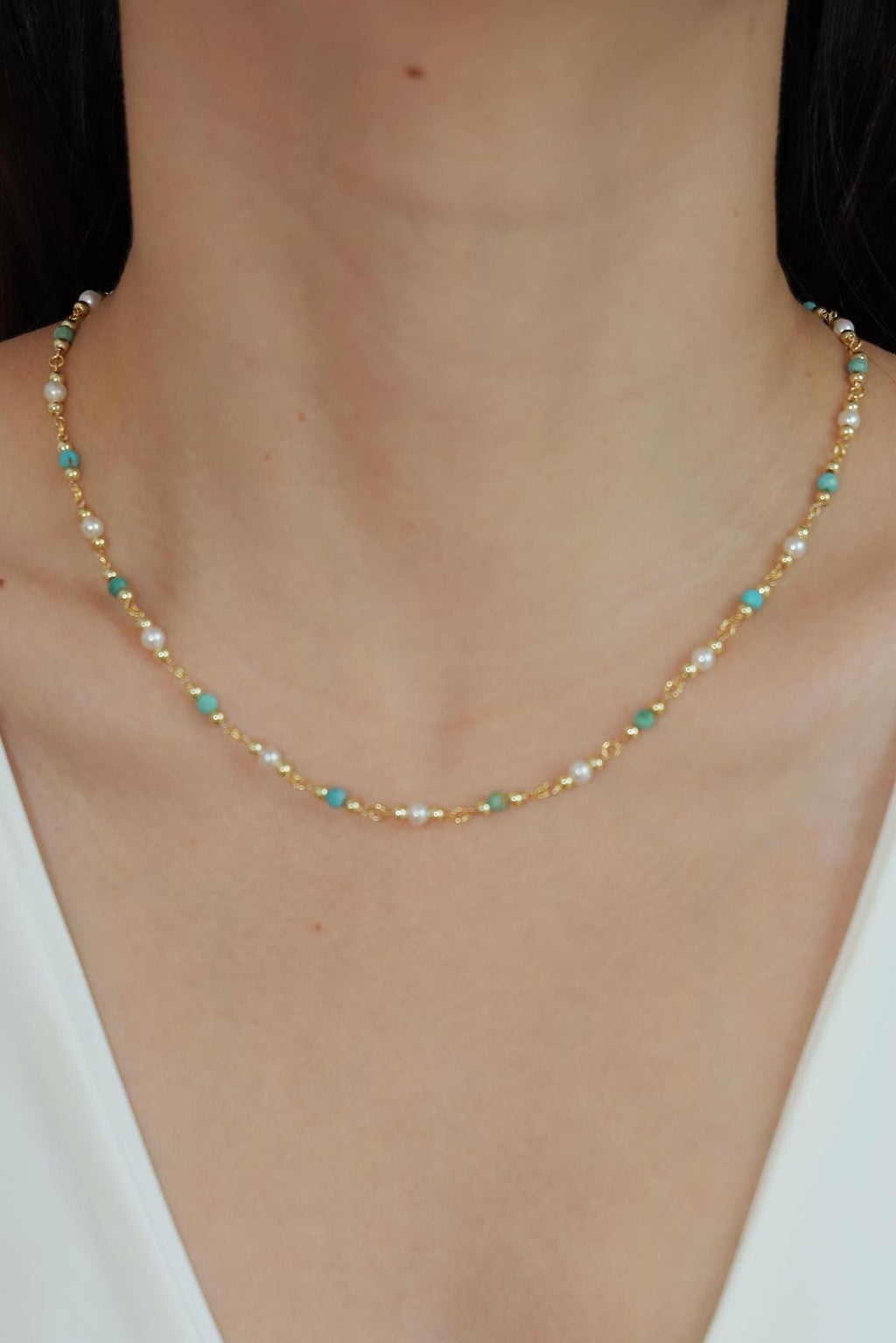 Turquoise & Freshwater Pearl Necklace