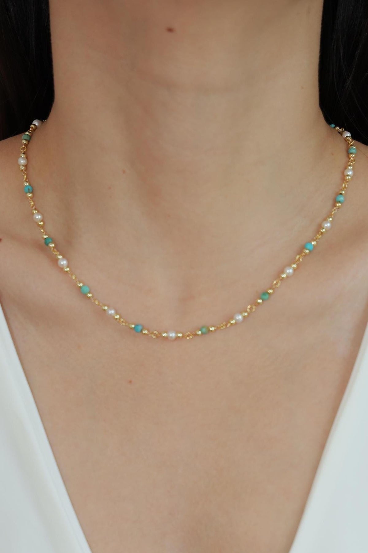 Turquoise & Freshwater Pearl Necklace