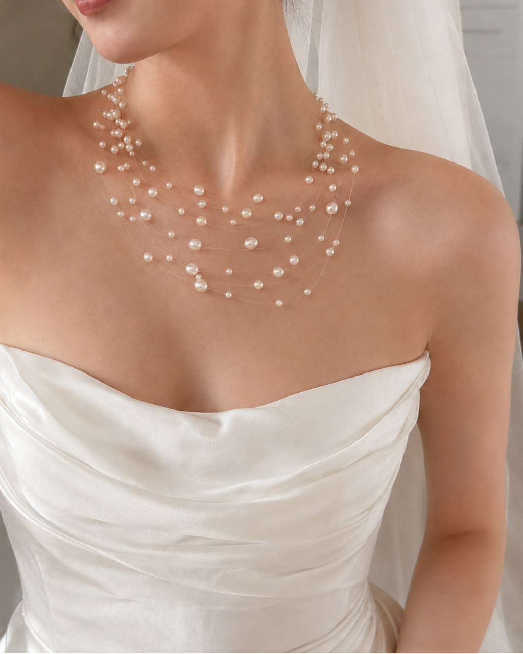 6-Layer Stardust Floating Pearl Necklace