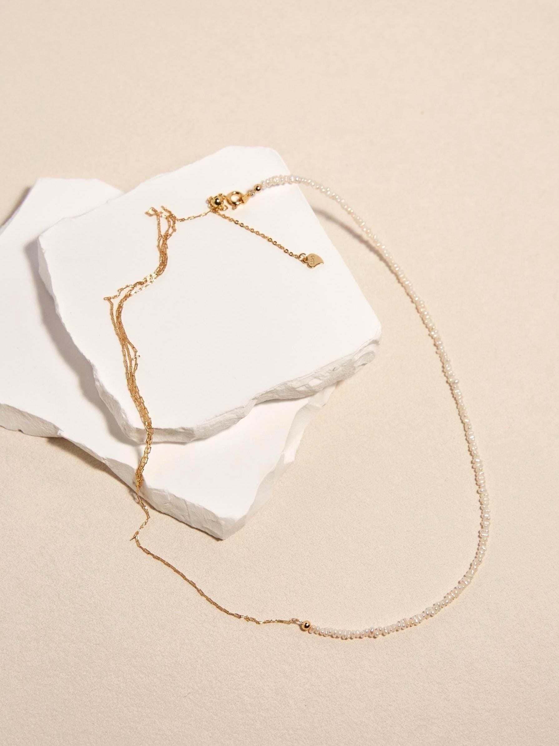 Layered Gold Chain Pearl Choker - AwarePearl 5