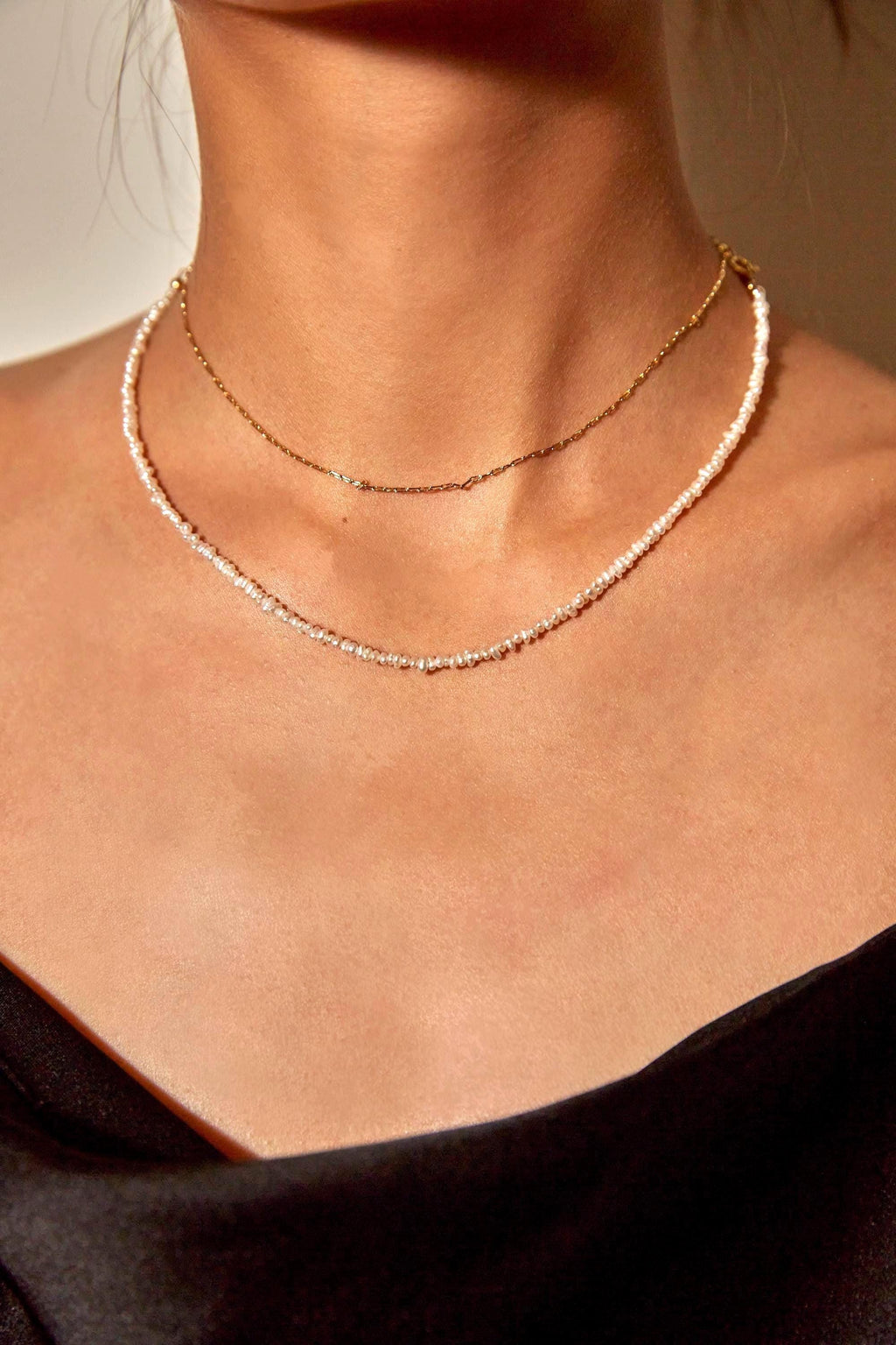 Layered Gold Chain Pearl Choker - AwarePearl 9
