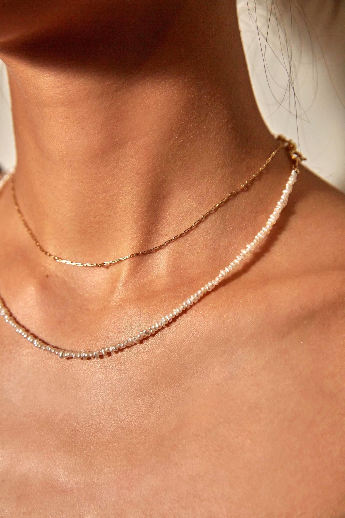 Layered Gold Chain Pearl Choker - AwarePearl 3
