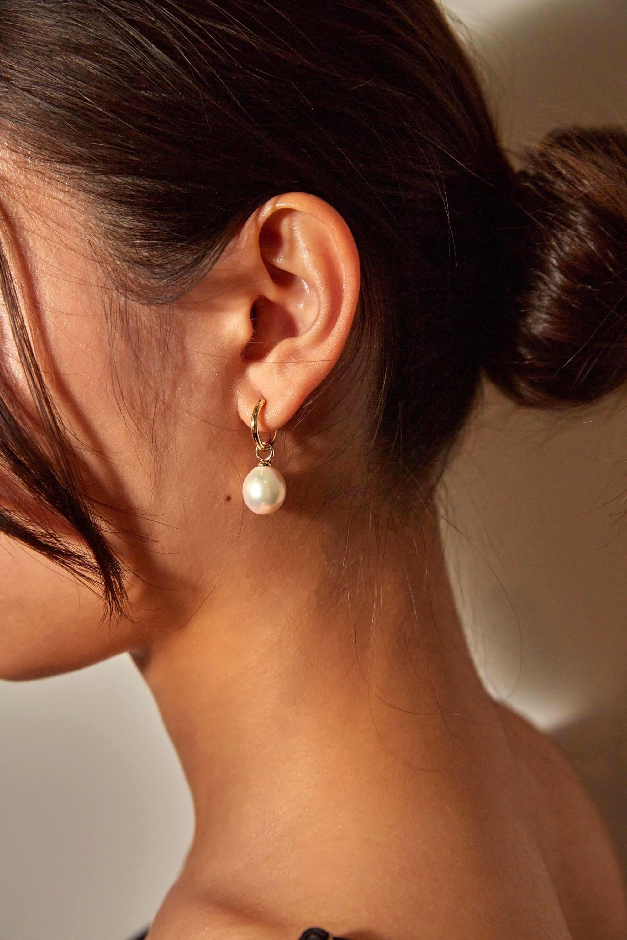 Baroque Pearl Hoop Earrings - AwarePearl 8