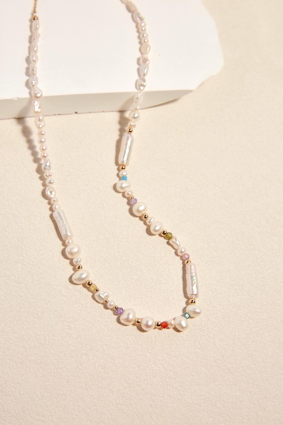Rainbow Gemstone Pearl Necklace - AwarePearl 2
