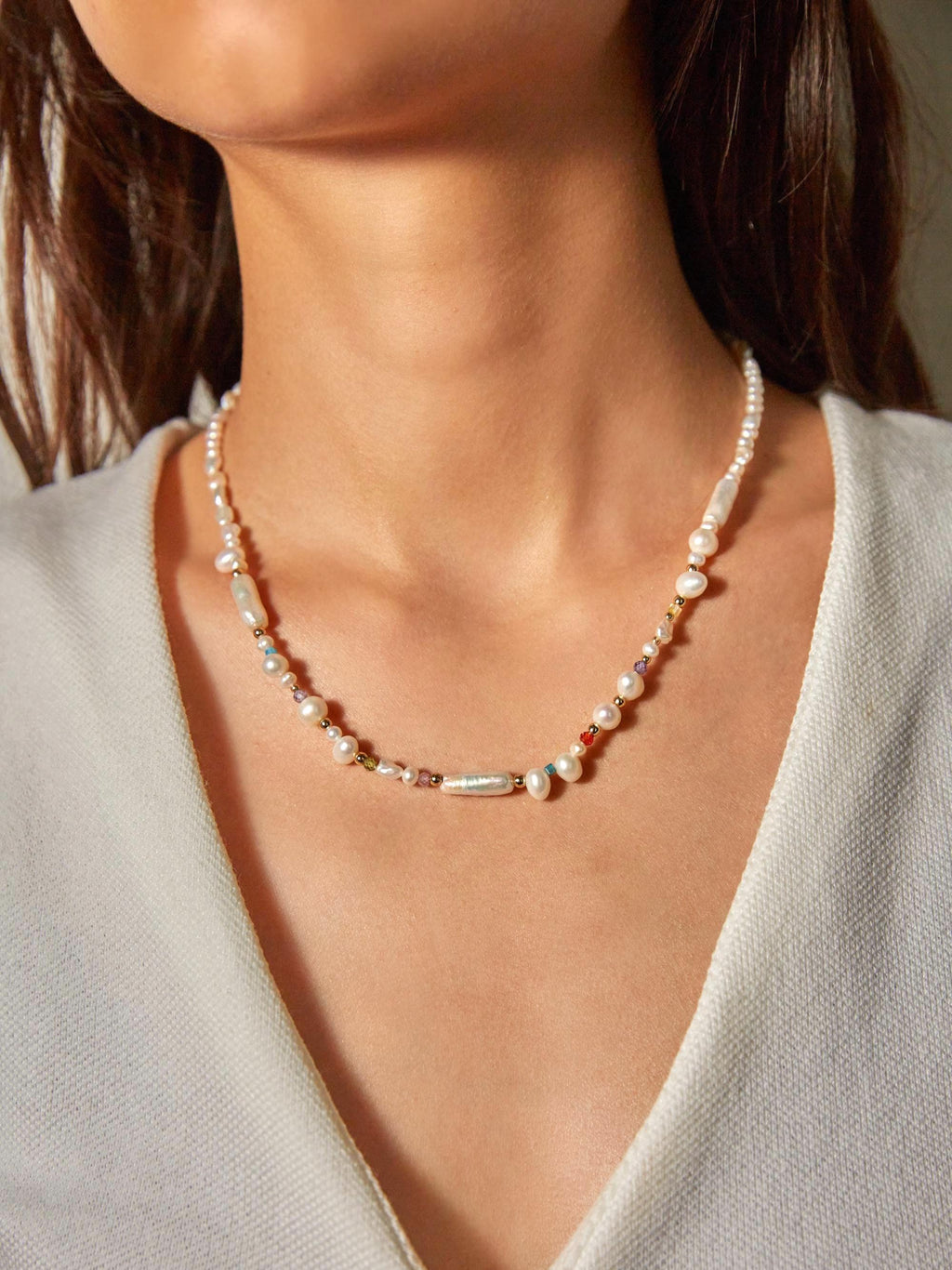 Rainbow Gemstone Pearl Necklace - AwarePearl 9