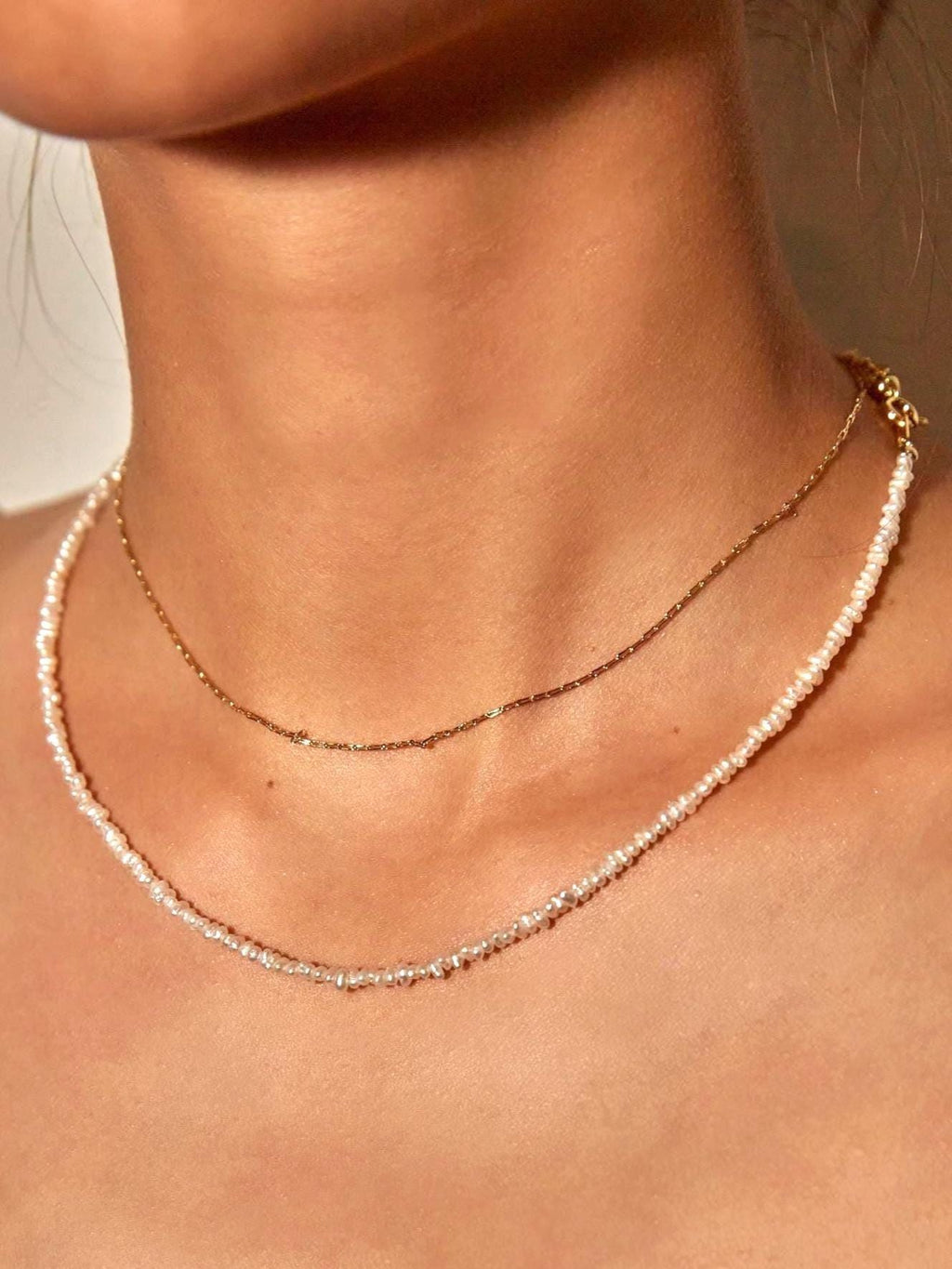 Layered Gold Chain Pearl Choker - AwarePearl 8